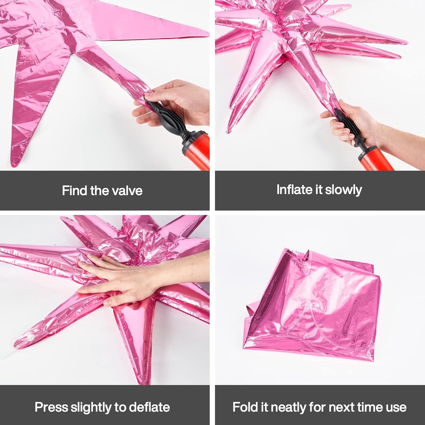 PartyWoo Pink Star Foil Balloons - 6-Piece Mylar Set for Birthday, Gender Reveal & Weddings | 22-Inch