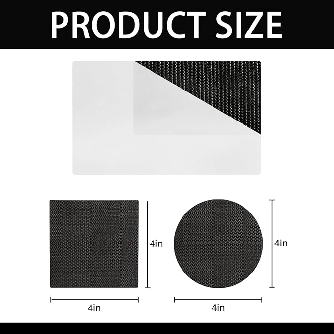 Self-Adhesive Trampoline Patch Repair Kit, 2 Round+2 Square Patches, Trampoline Accessories for Repairing Tears or Holes in Trampoline Mats