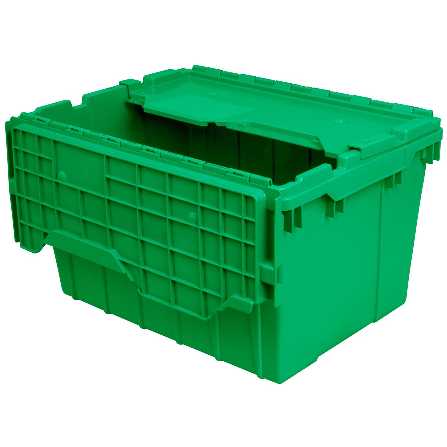 Akro-Mils 39120 Industrial Lidded Plastic Storage Container, Nesting and Stackable Plastic Storage Box with Lid Attached, Organization Tote for Garage and Warehouse, 21.5"x15.25"x12.5", Green (6-Pack)