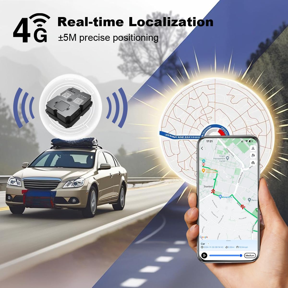 wanwaytech 7 Magnetic,IP67 4G GPS Tracker for Vehichles, up to Months Long Battery Life, Real Time Tracking, Unlimited