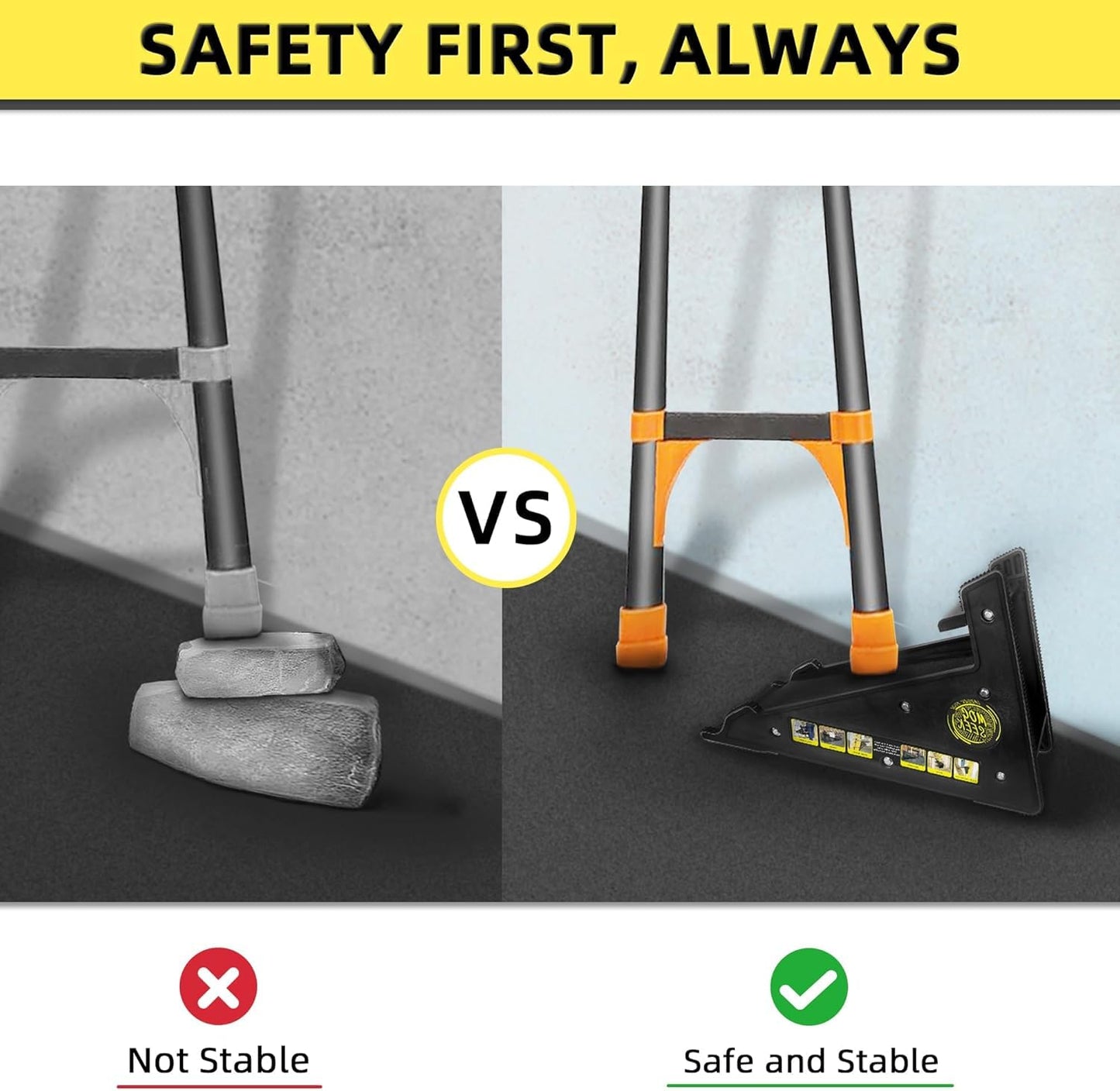 2 Pack Ladder Leveler, Pitch Hopper, Ladder Stabilizer with Storage, Ladder Levelers for Stairs and Extension Ladders, Easy to Use, Conquer Uneven Ground