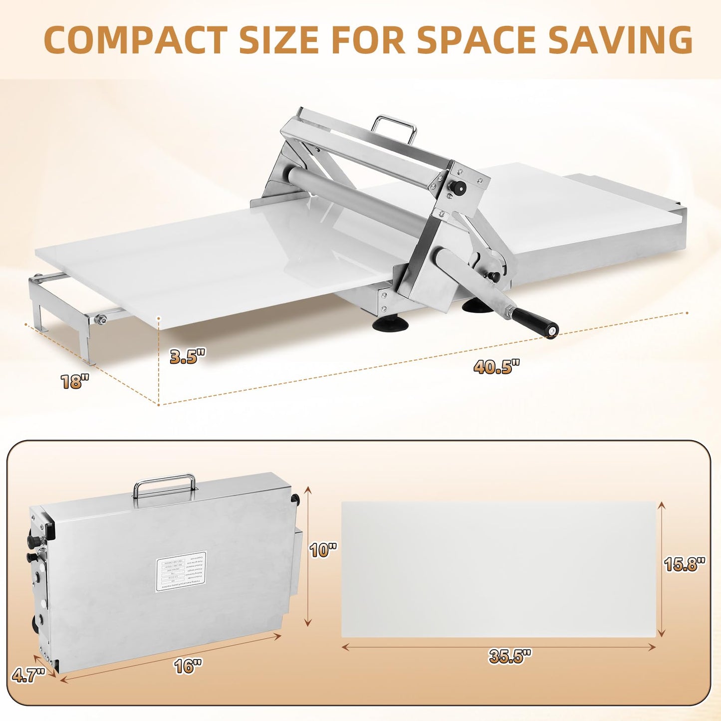 Folding Dough Sheeter (15.8"), Countertop Dough Sheeter (Upgrade15.8" Folding Dough Sheeter)