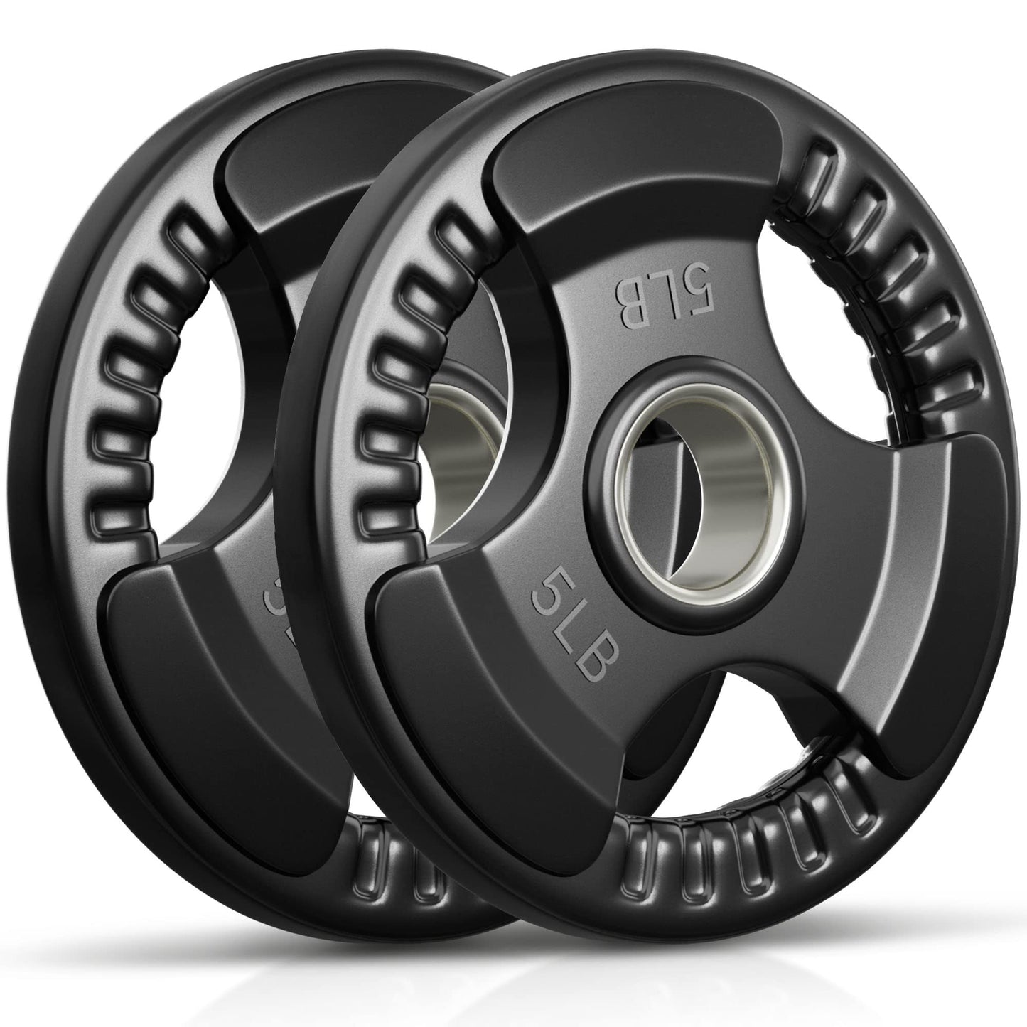 Holleyweb Weight Plates Olympic Rubber Grip Plates 2-Inch Cast Iron Grip Plates Bumper Plates for Strength Training, Weightlifting, Crossfit Weights for Home Gym (A-YD07001)