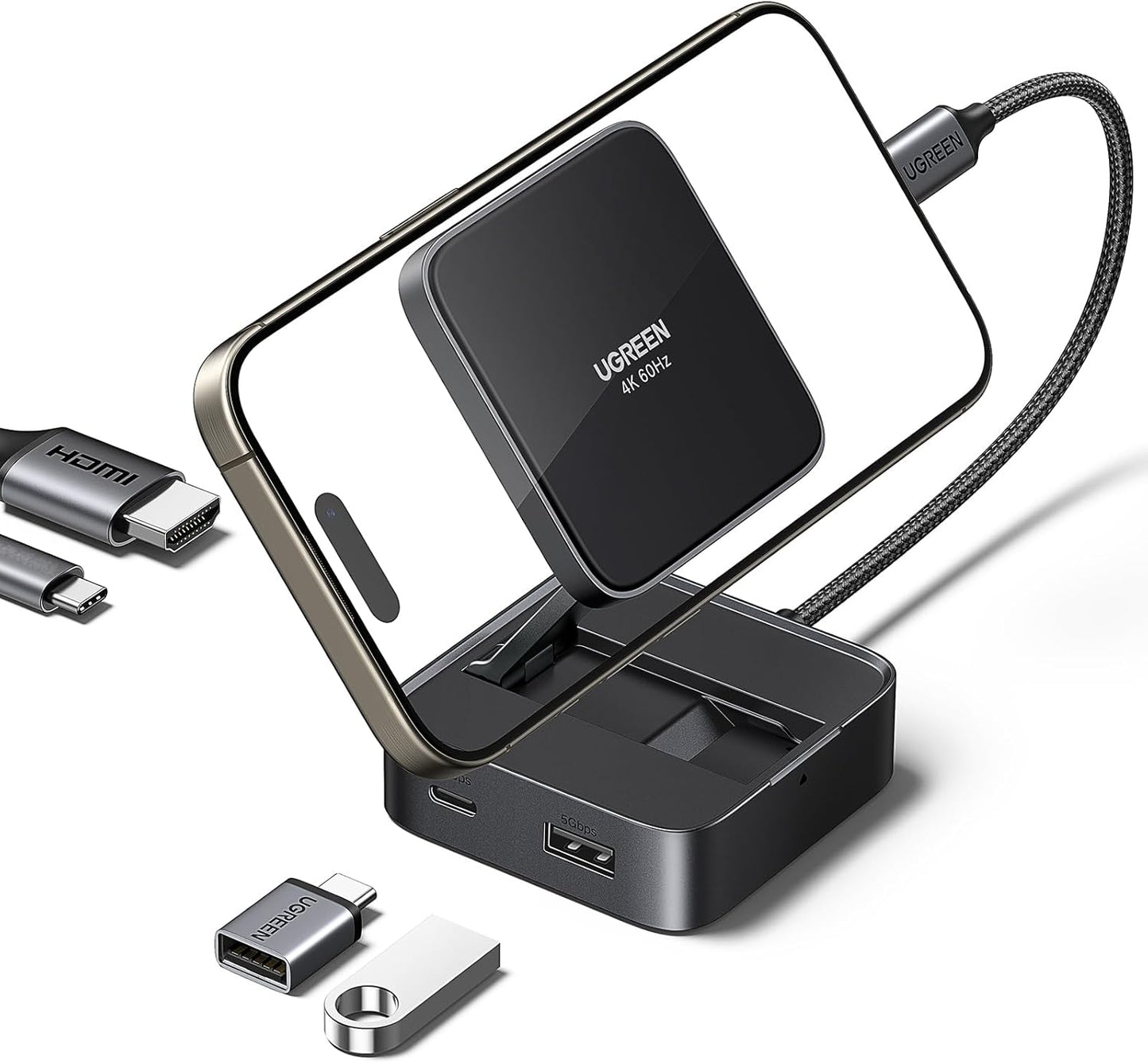 UGREEN 4-in-1 4K@60Hz, 100W 17/16/15 S25 USB C Hub, Magnetic Adapter PD Charging, USB-A and USB-C Data Ports, Foldable