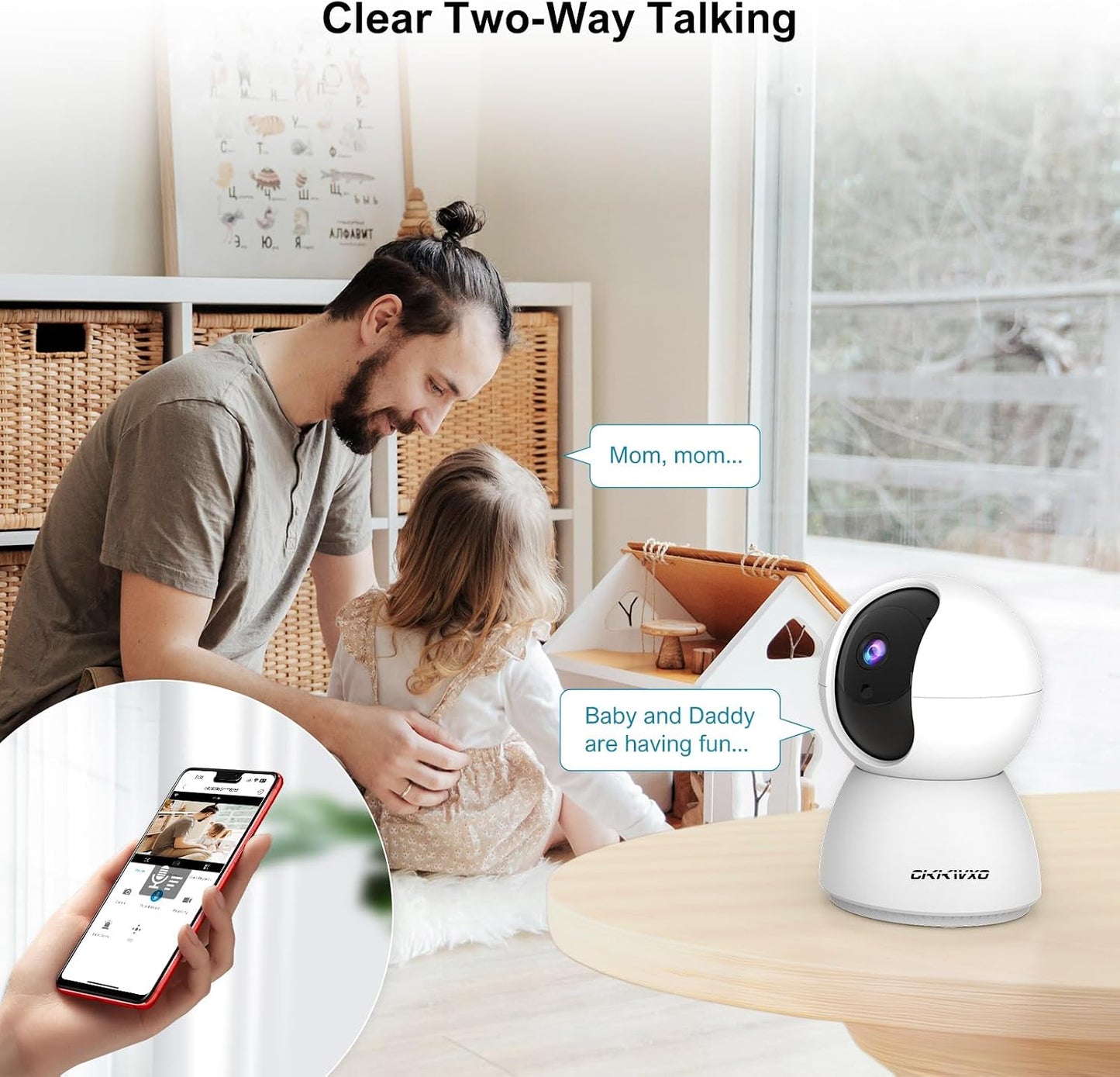 CiKiKWXO 2.4&5GHz Camera,2K/3MP 355 2-Way WiFi Indoor Security Camera for Home Security, Pan/Tilt Pet Cam, IR Night