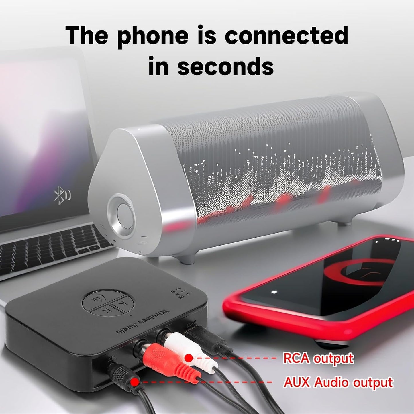 Ransanx M2R 5.4 3.55mm Bluetooth Audio Receiver RCA Bluetooth Adapter for Stereo Wireless Audio Receiver/USB Flash