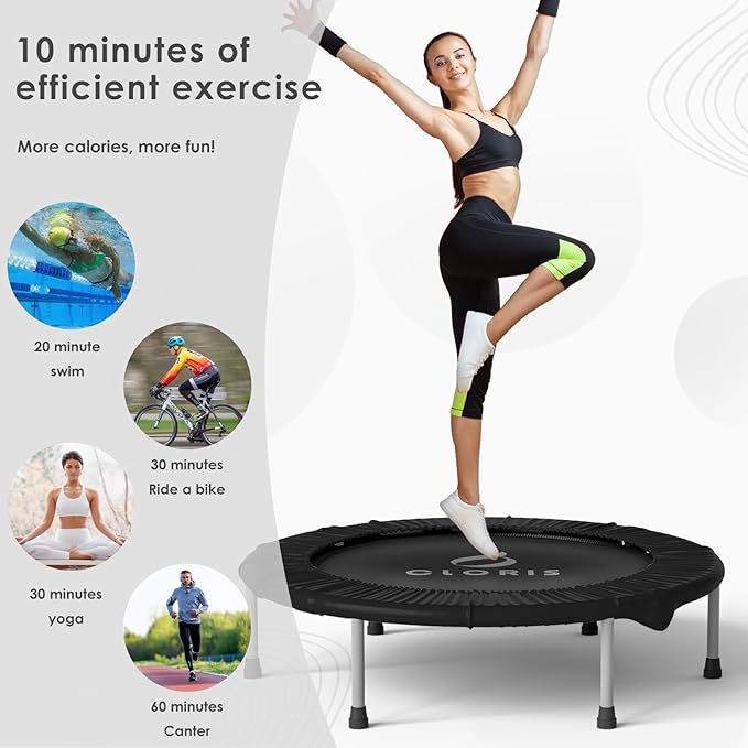 CLORIS 36'' Foldable Mini Trampoline - Max Load 170lbs, Rebounde Trampoline for Adults Indoor/Outdoor Fitness Body Exercise