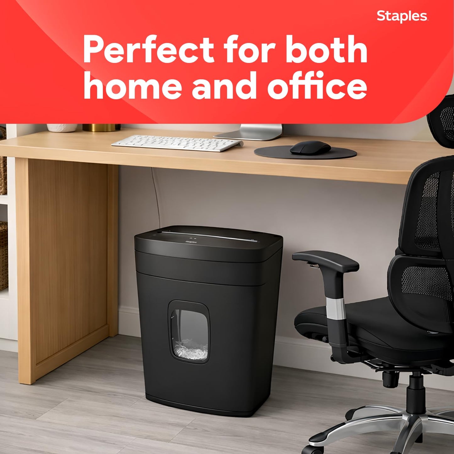 Staples 12-Sheet Micro-Cut Paper Shredder, High-Security, Shreds Credit Cards, for Home & Office, Anti-Jam, Black