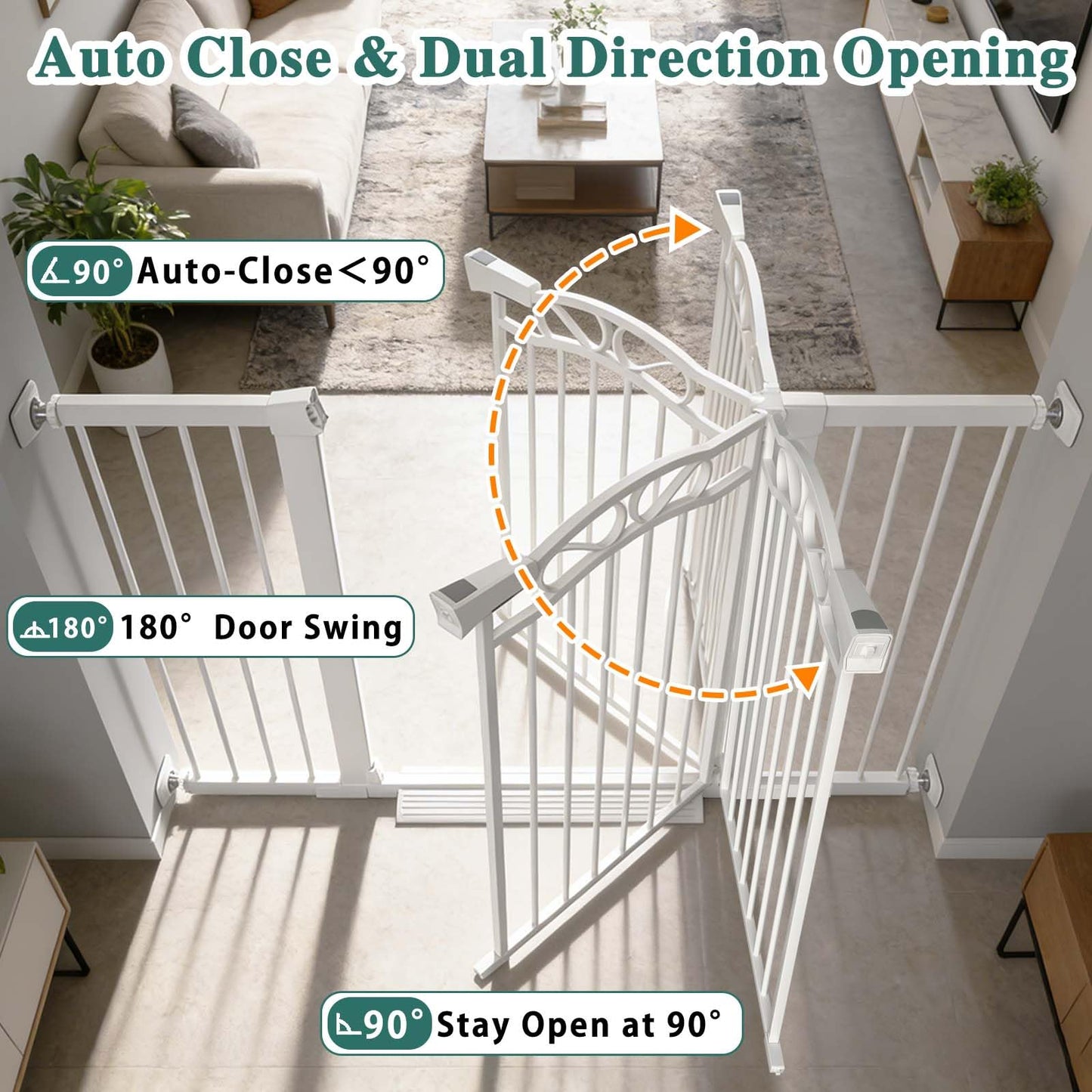 Fairy Baby 57.1"-59.8" Extra Wide Press Mounted Baby Gate Indoor for Kids Or Pets Walk Thru No Drill Long Dog Gates for The House Doorway Child Safety Gate