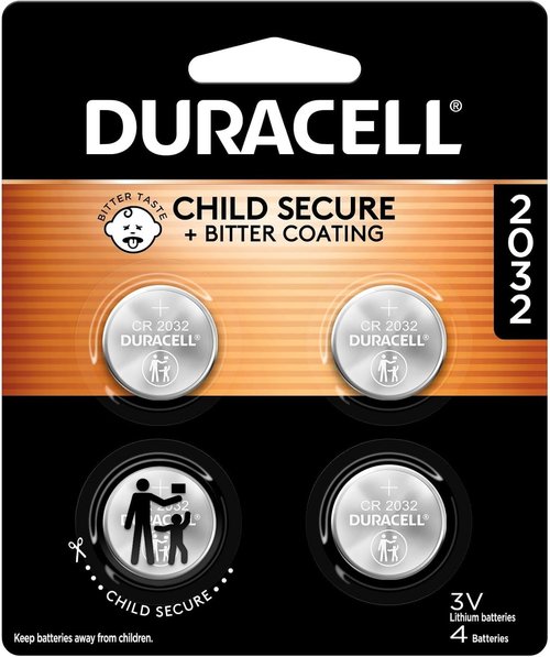 Duracell 2032 Lithium Battery - 4 Count Pack | Child Safety Features & Compatibility for Key Fobs & More