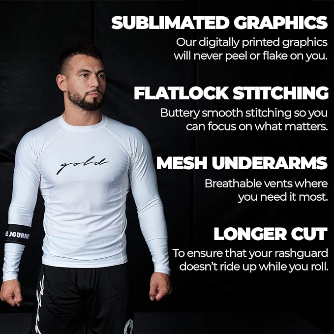 Gold BJJ Foundation Rash Guard - Ranked No-Gi and Gi Jiu Jitsu Rashguard
