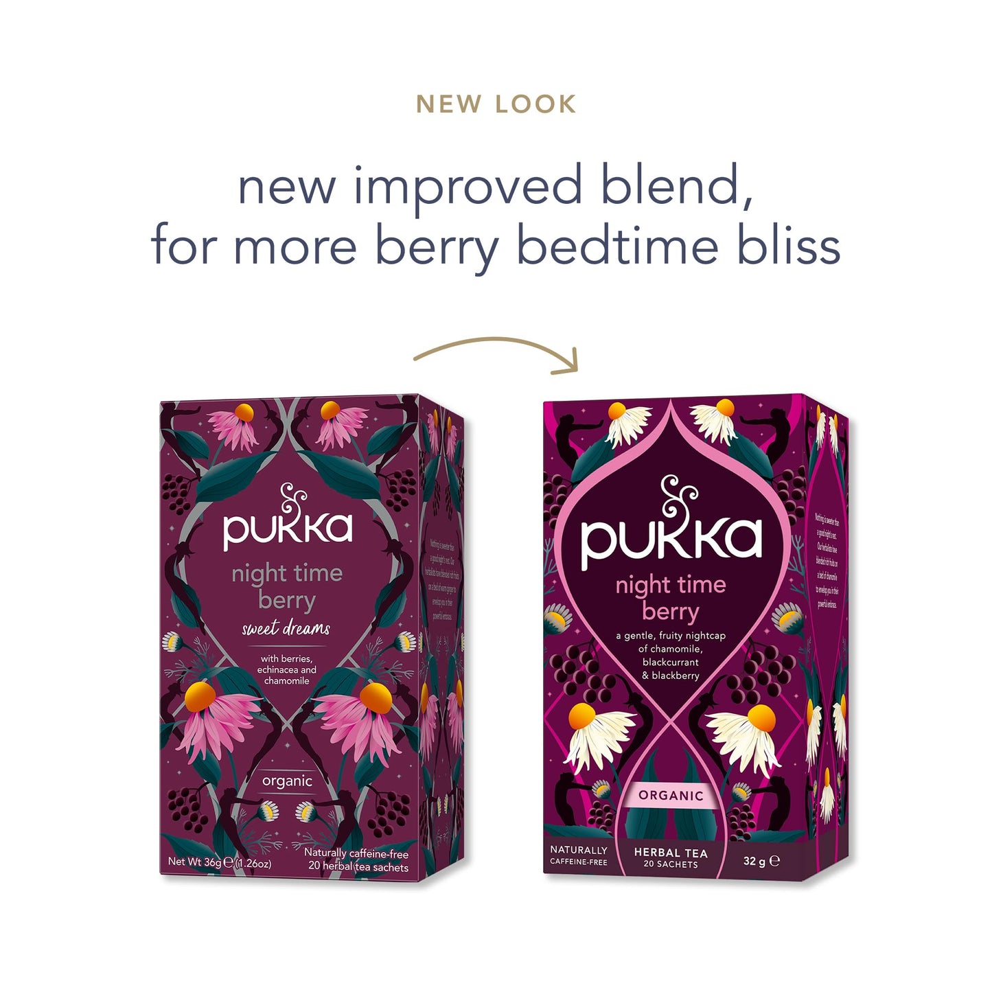 Pukka Night Time Berry Organic Herbal Tea, Soothing Infusion With Chamomile, Lavender & Elderberry, Tea Gift Set For Bedtime Relaxation, Caffeine Free, 80 Total Bags (20ct - Pack of 4)