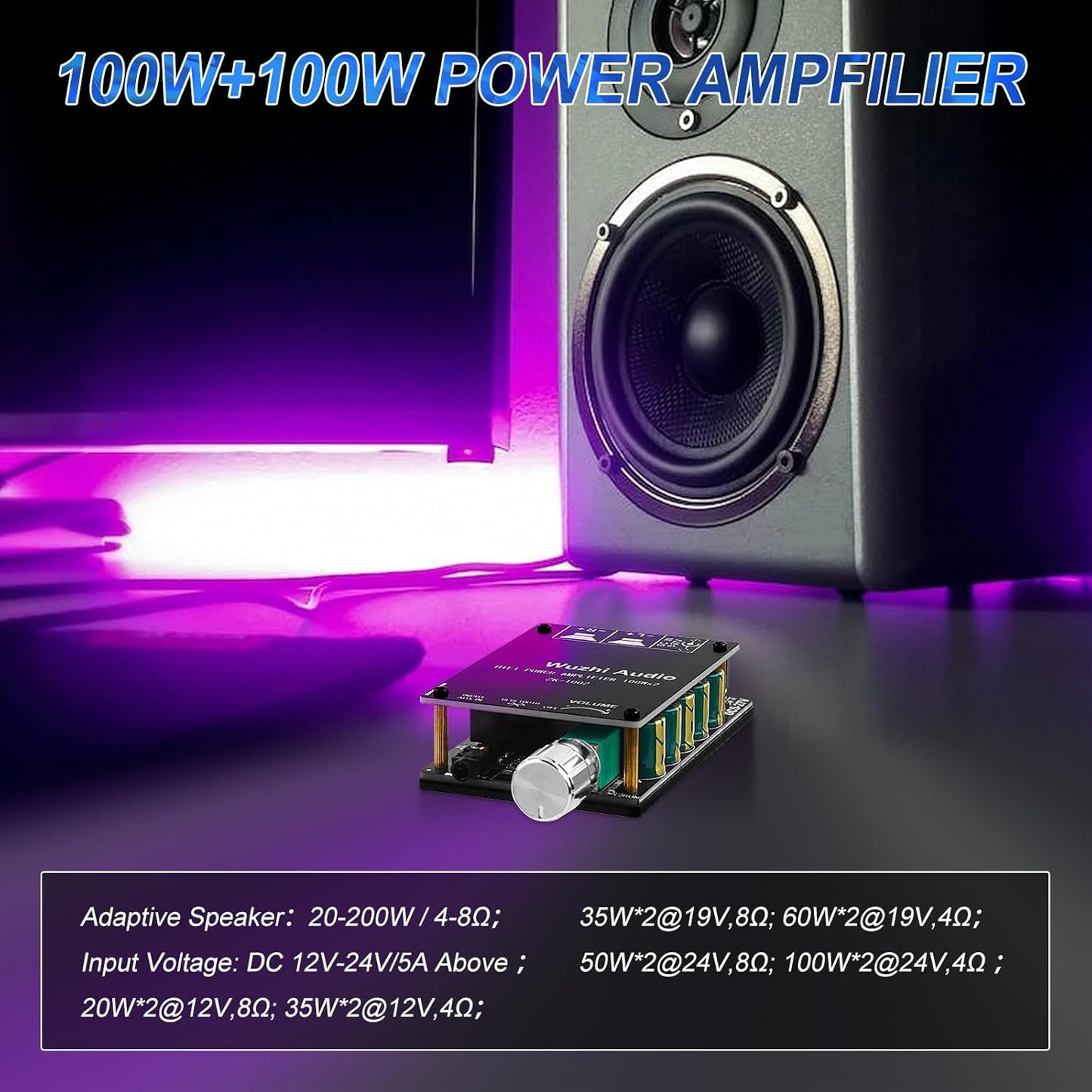 ZK-1002 5.0 100W 2 2.0 5-27V Bluetooth Audio Amplifier Board, x Channel Mini HiFi Power Amplifier Receiver with Volume