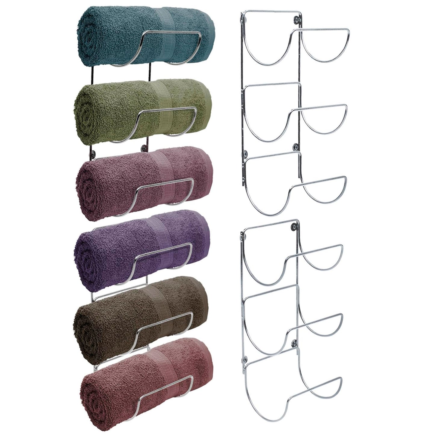 Sorbus Bathroom Wall Mounted Towel Rack - 12 Level Shelves for Rolled Towels, Washcloths, Linen - Spa, Salon & Towel Storage