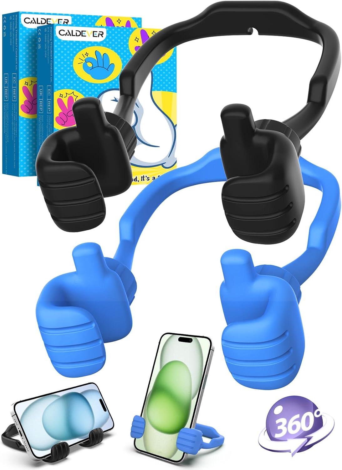 CALDEVER 2 Pack Easter Basket Stuffers for Teens Boys Girls Him Men Ideas: Thumbs Up Lazy Phone Stand Cell Phone Holder