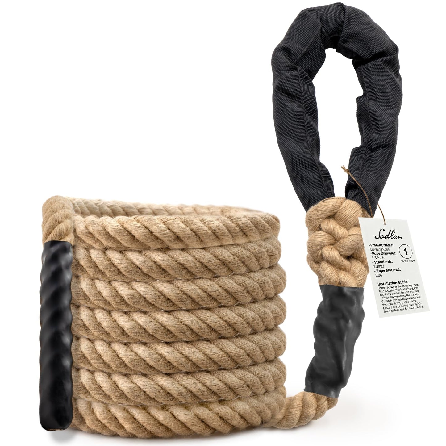 Climbing Rope Gym Workout - 10FT Heavy Duty Jute Thick Ropes for Adults Strength Training Outdoor Tree Swing Indoor Home Fitness Exercise - 1.5 Inch