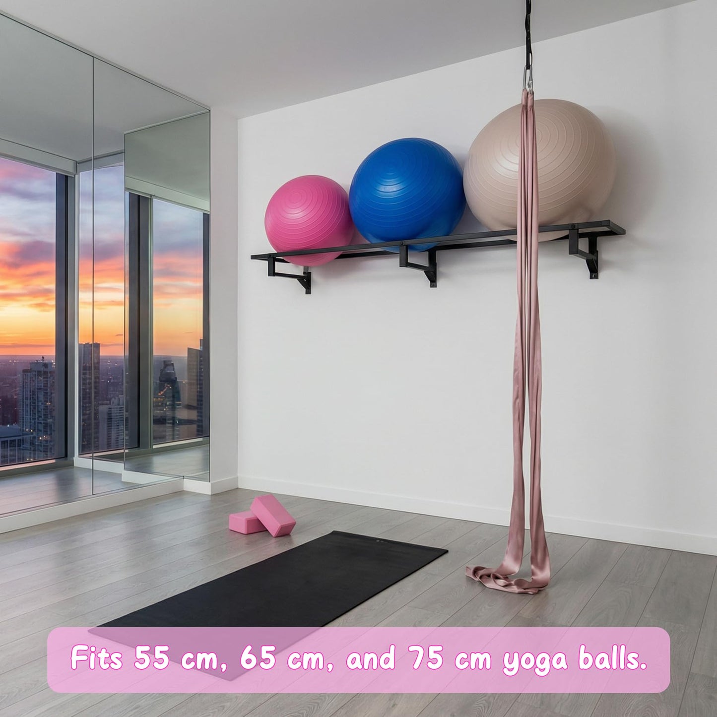 Lhysn Yoga Ball Holder,Extra Large Wall Rack for Gym Garage Wall Storage,Suitable for Stability Ball/Theraband Ball/Stability Balls for Exercise/Barre Ball/Yoga Block/Basketball/Volleyball Metal Shelf