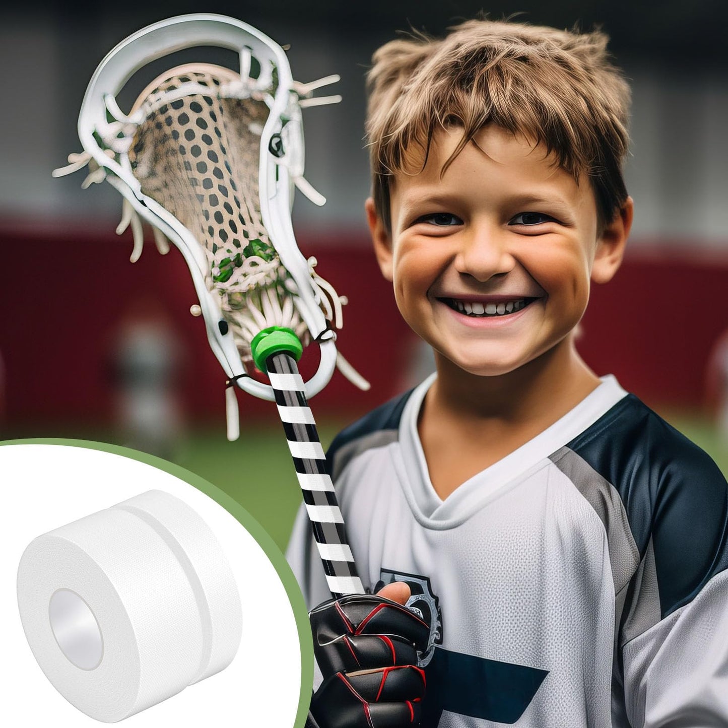 Gemscream 6 Pcs 30 ft Lacrosse Stick Tape 1 Inch 1/2 Inch Non-precut Cotton Sweat Absorbent Bat Grip Tape for Lacrosse Baseball Bats (White)