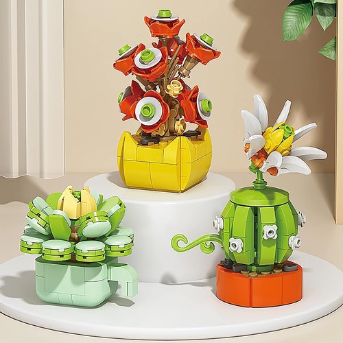 24PCS Flowers Succulents Building Blocks Easter Gifts for Kids Party Favors Goodie Bag Stuffers Classroom Prizes Prefilled Easter Basket Treasure Box Toy Birthday Return Gifts for Boys Girls Ages 6+