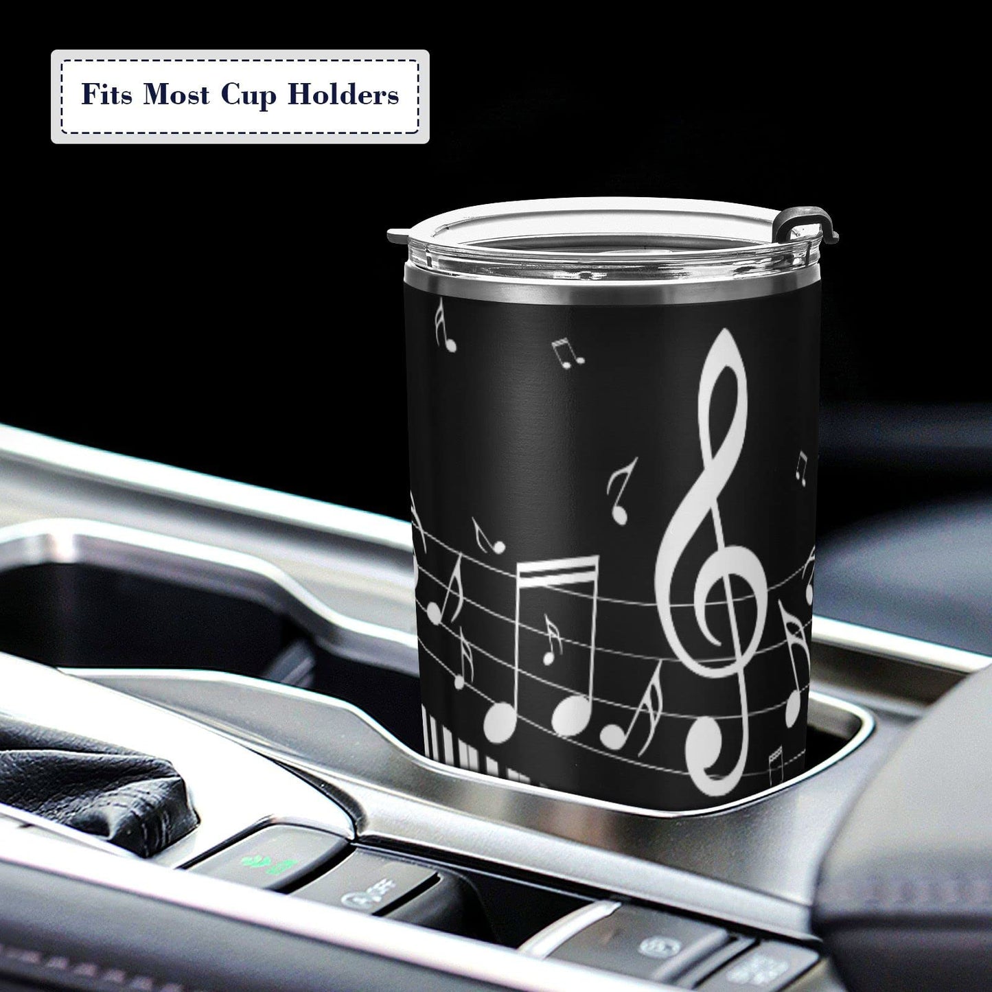 Selerdon 20 oz Piano Keys Music Note Insulated Tumbler Coffee Mug Double Wall Vacuum Travel Mug with Straw and Lid Stainless Steel