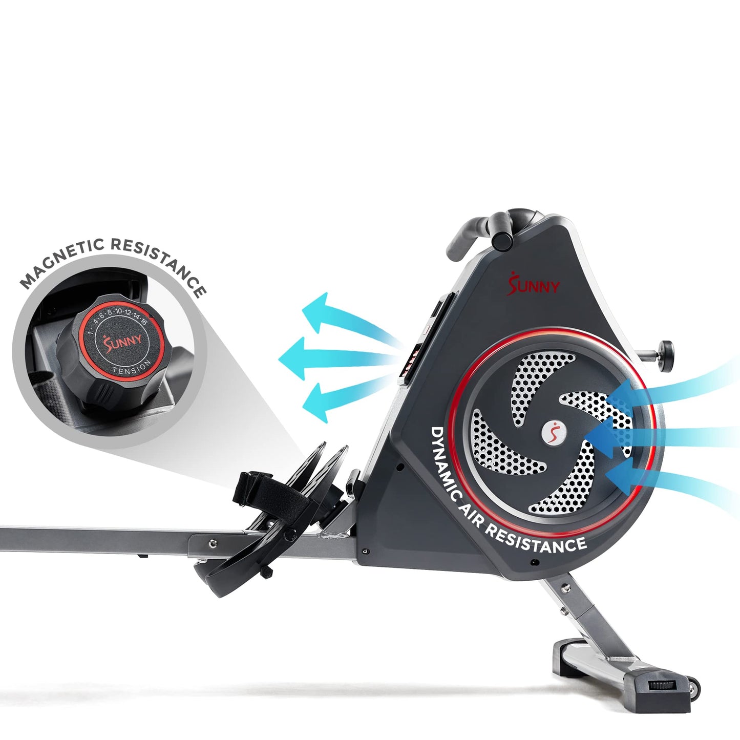 Sunny Health & Fitness Air+ Magnetic Rowing Machine with Exclusive SunnyFit App and Smart Bluetooth Connectivity -SF-RW520008