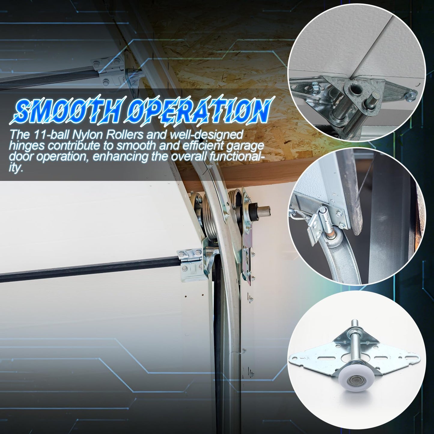 MorningRo Garage Door Parts Installation Bundle Kit for 16' by 7' Overhead Doors, Fix Replace Garage Hardware Repair Replacement Set with Brackets Drums Cables Hinges Rollers Screws Bearings & Bolts