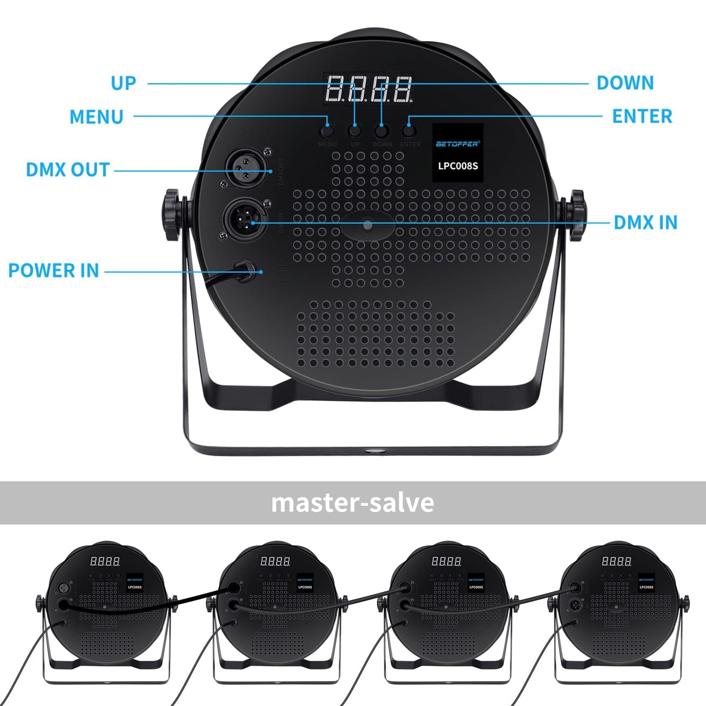 BETOPPER LED Par Lights 54 x 1.5W, RGB Stage Lights DMX DJ Lighting Sound Activated with Stand, Strobe Light & Wash Par Lighting DMX for Parties, Church, Wedding, Bars, 12