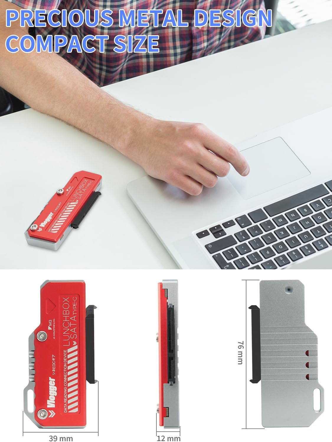 MUNYEAH 3.1, 2.5-inch SSD Card Reader, SATA to Type-C USB Compatible with Lunchbox SATA Drives, Aluminum Case