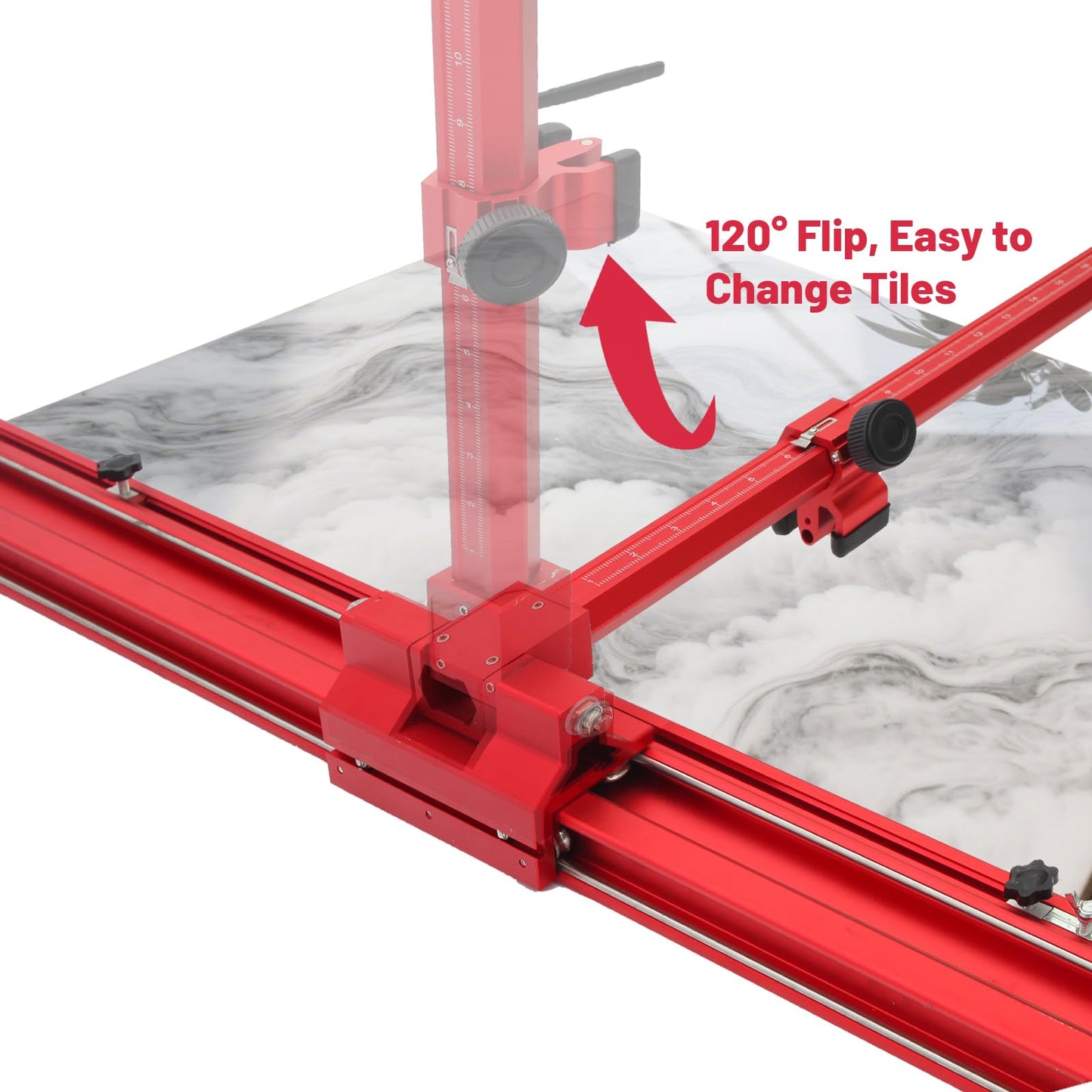 Red Manual Manual Tile Cutter –Professional Large Tile Cutter Tool – Portable 71" (1.8 m) Guide, Max Cutting Width 35.4" (90 cm), Ideal for Contractor