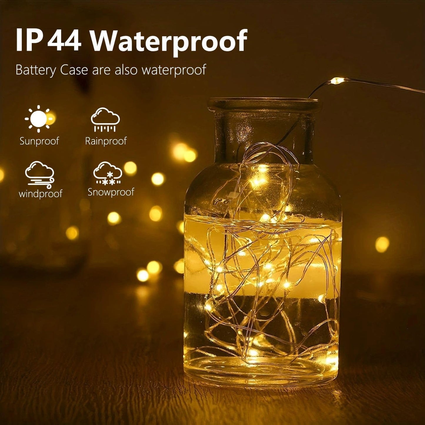 Skiennix 33FT Battery Operated Fairy Lights - 100 LED Waterproof String Lights with Remote & Timer | Warm White, 8 Modes for Indoor/Outdoor Decor