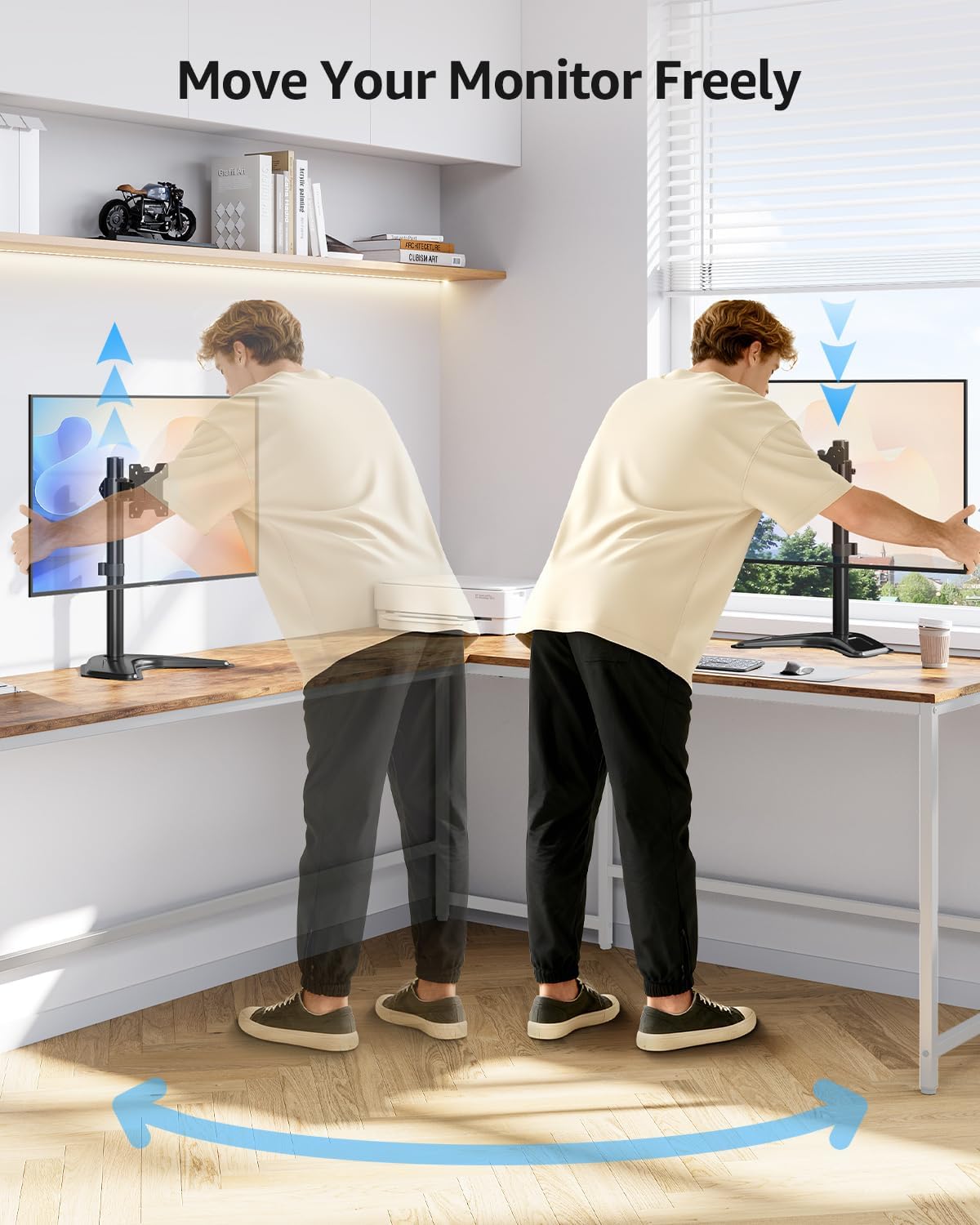 MOUNTUP 13'' 32'' 17.6 lbs, 75x75/100x100 MU0023 Single Monitor Stands, Freestanding VESA Monitor Desk Mount fits