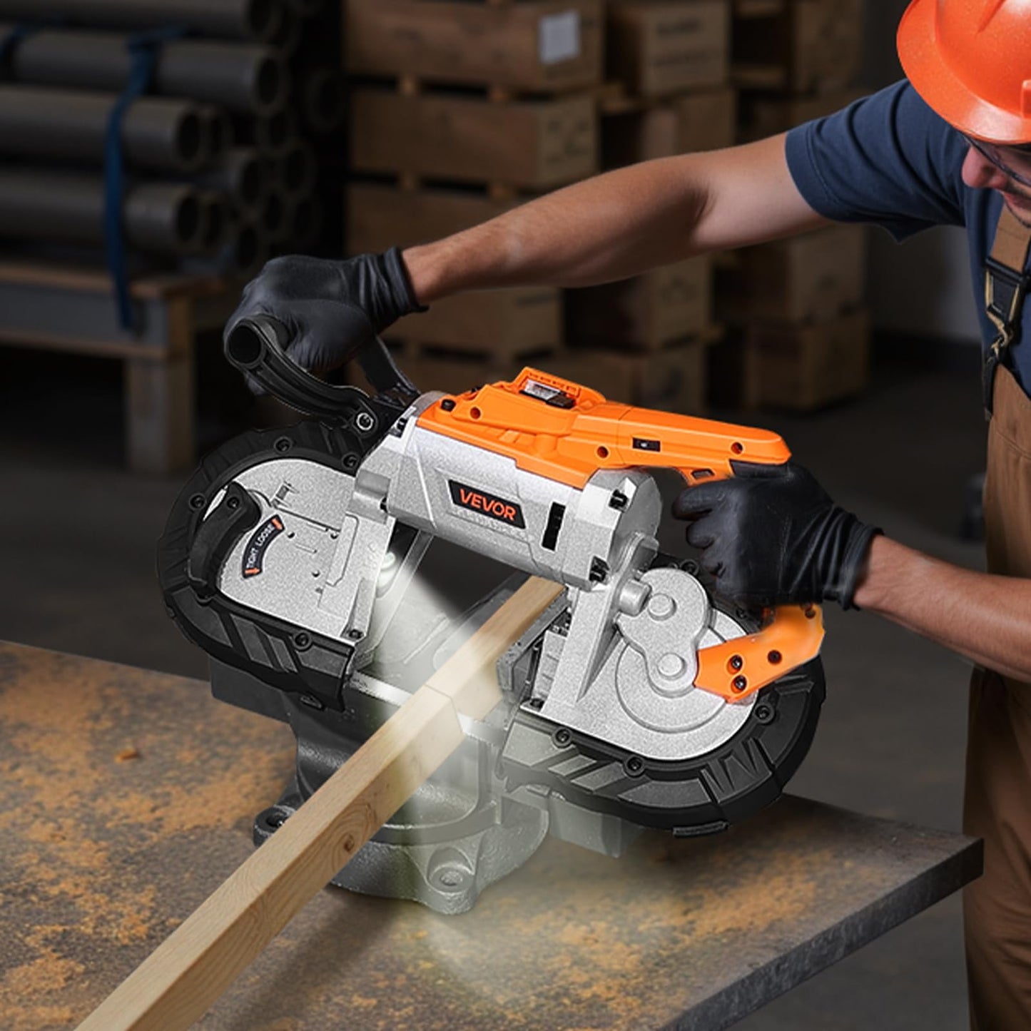 VEVOR 20V Portable Band Saw, 5 in Deep Cut, 360W Cordless Compact Bandsaw with Brushless Motor, Adjustable Speed, for Cutting Metal, Wood, Compatible with Makita Batteries (Bare Tool Only)