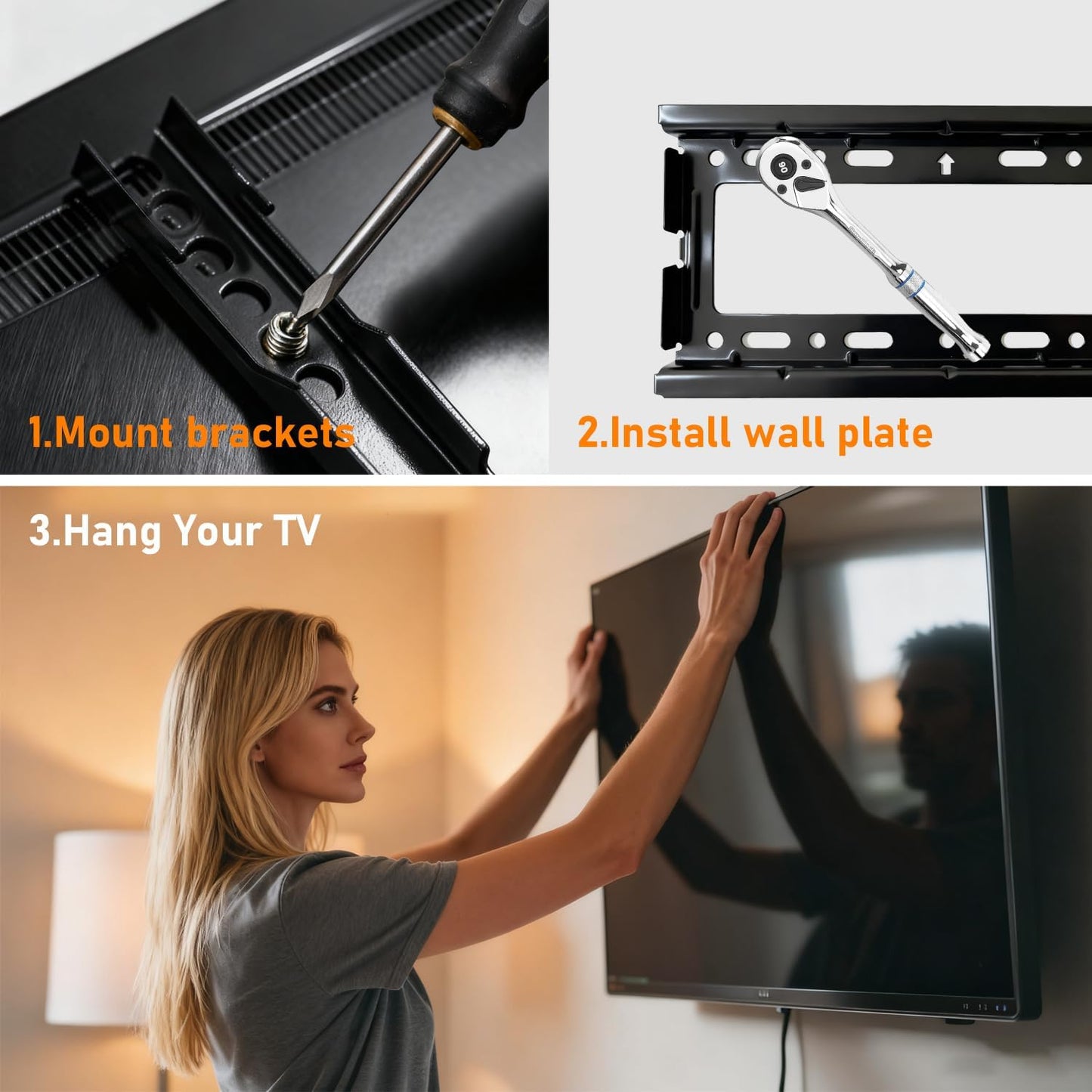 Alrhipvm 17-43 inch 66lb, VESA200x200mm Fixed TV Wall Mount Bracket, Low Profile for Most LED LCD OLED Flat Curved