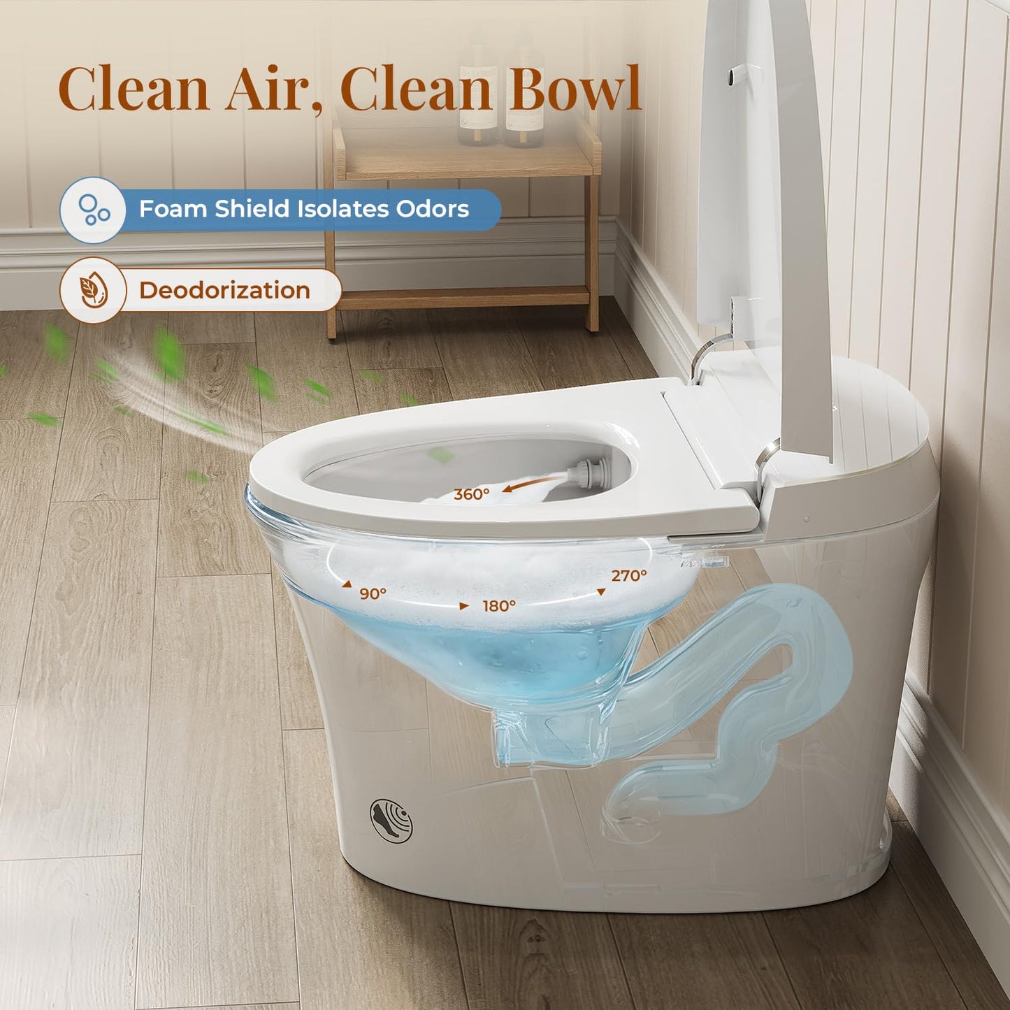 Uncle Brown ST12U Smart Toilet, Bidet Toilet with ADA Height, UVC-Clean Water & PlasmaClean Technology for Enhanced Comfort & Hygiene, Auto open/close lid, Remote Control, Easy-clean