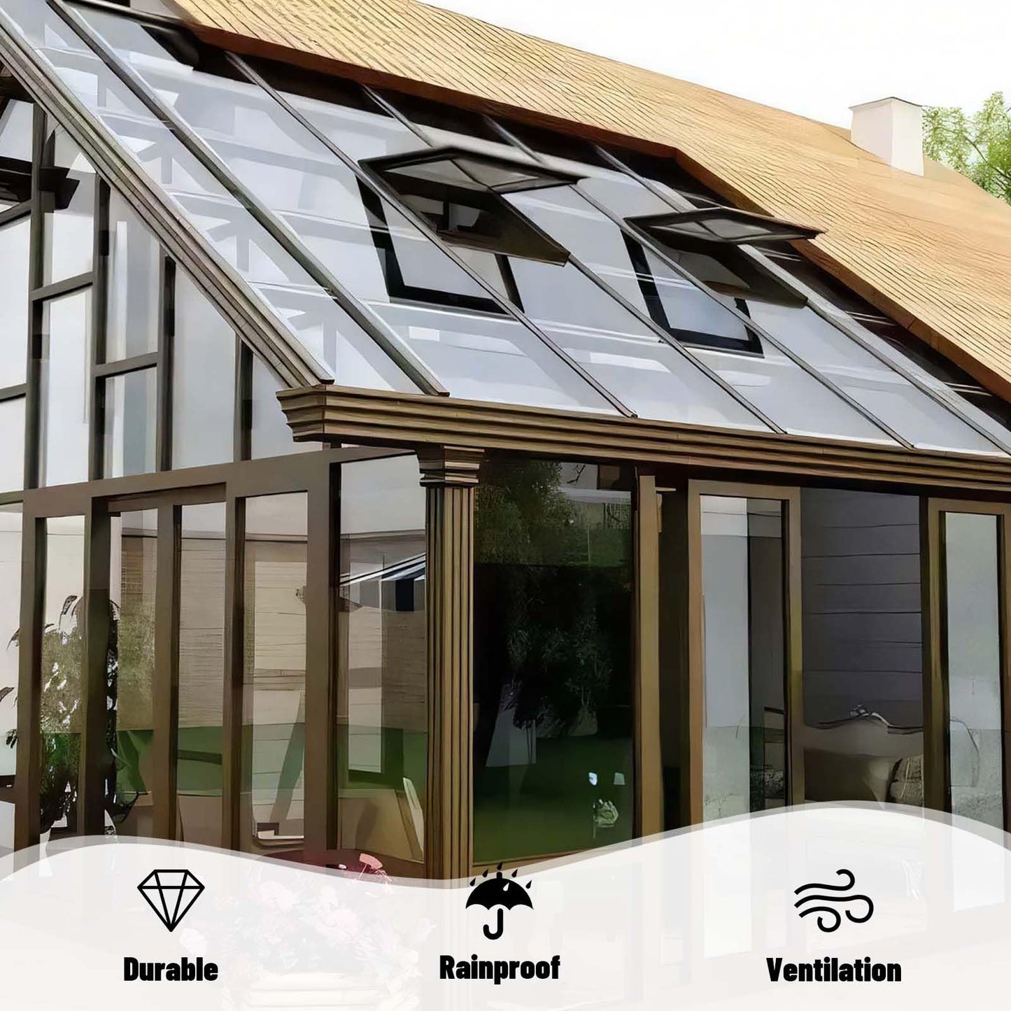 Skylight Windows for House Roof Basement Sloped Flat Roof Lighting Well Window Attic Sun Room Skylight Cover Manual Venting Egress Durable Aluminum + Tempered Glass Rainproof Silent(W20xL22in)