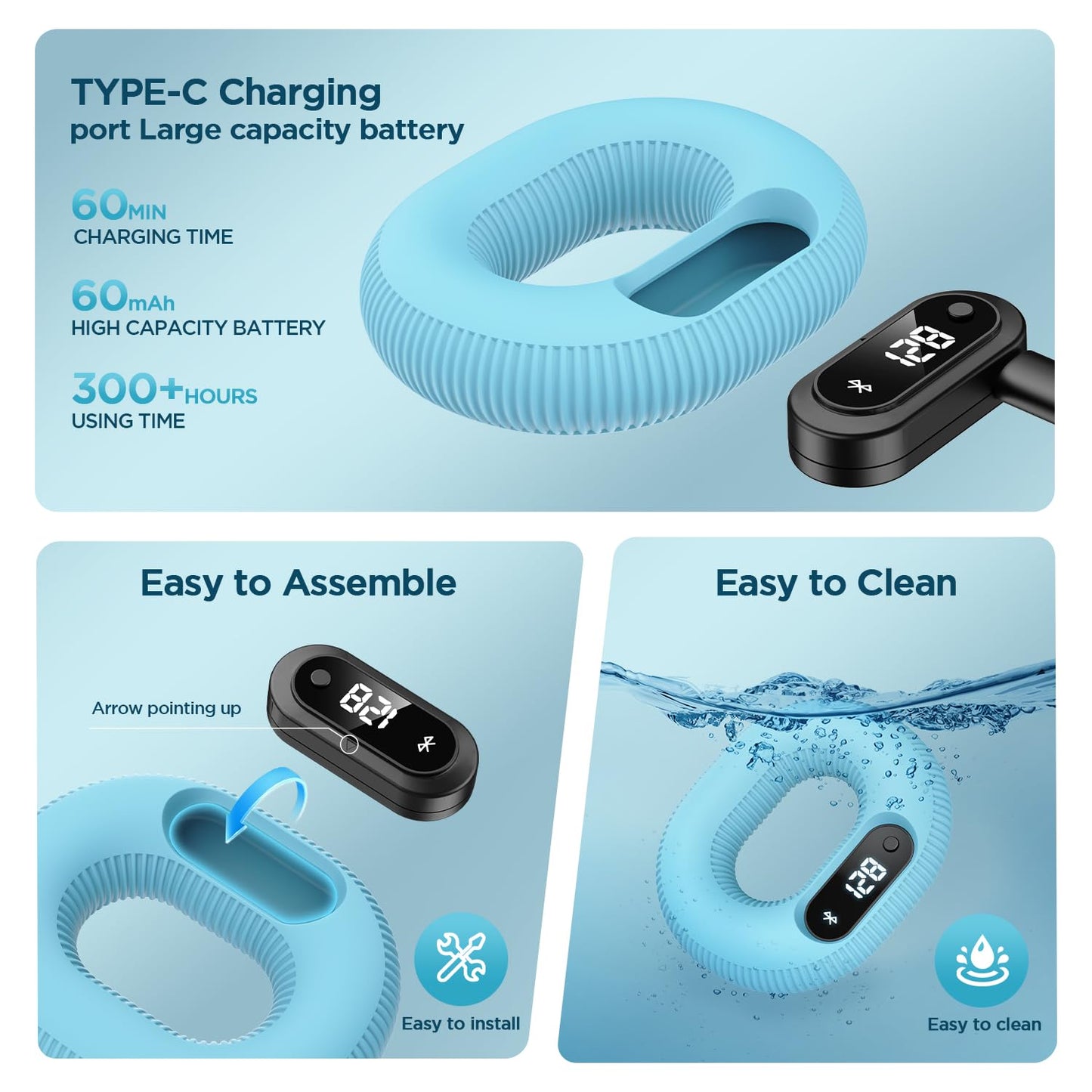 LVPIMAN Smart Grip Strength Trainer with LED Display & Interactive App Game, Hand Grip Strengthener for Men Women, Adjustable 50lb Resistance Hand Exerciser for Forearm Finger, Stress Relief & Fitness Gadget, Blue
