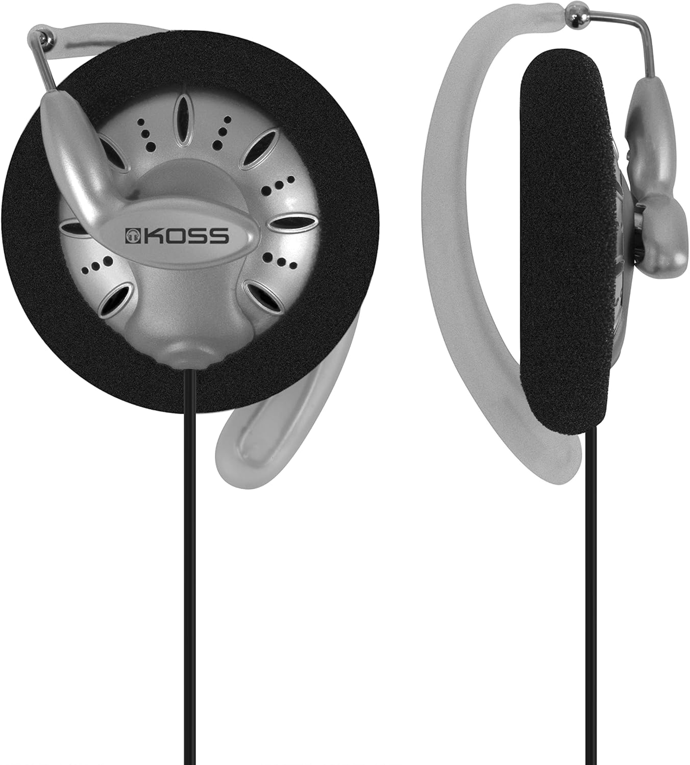 KSC75 Koss Portable On-Ear Clip Headphones, Retro Style, Ultra Lightweight, Silver and Black