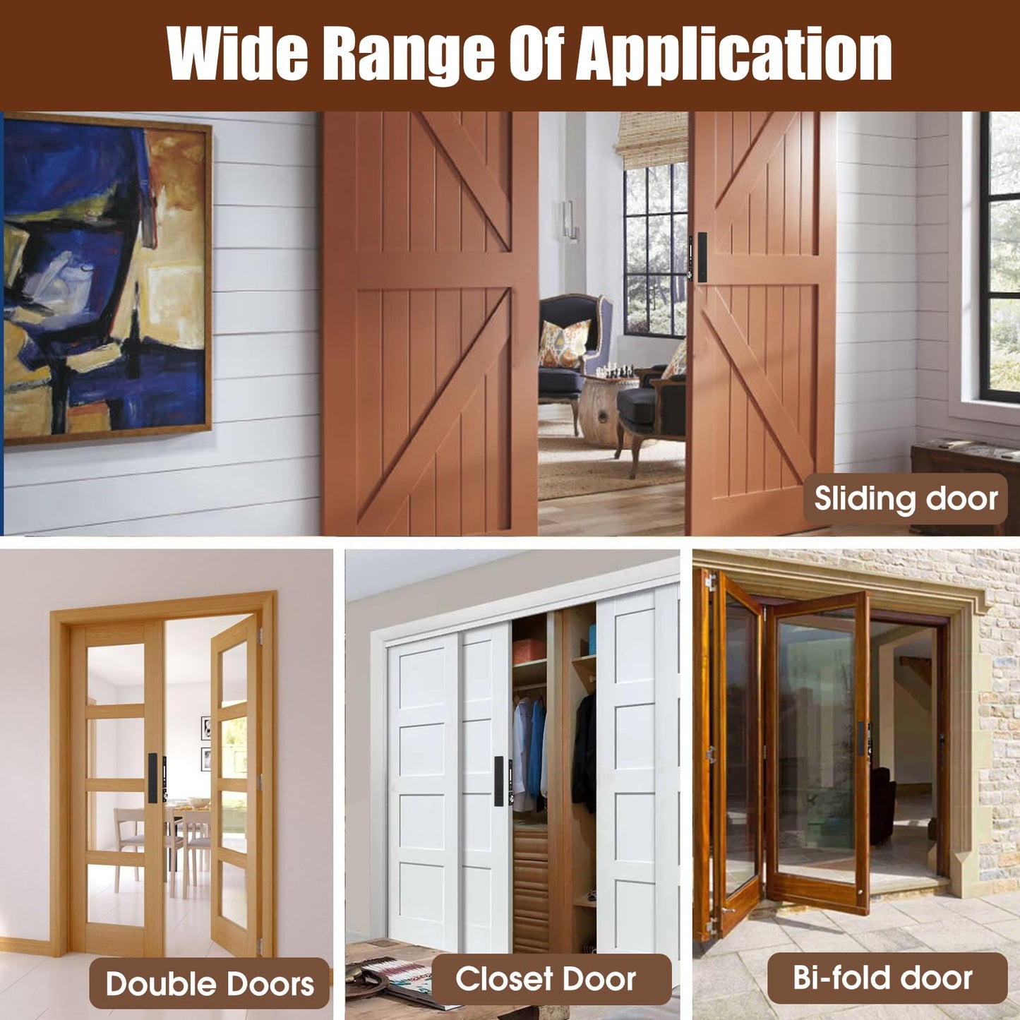 Lipshome Pocket Door Locks, Edge pulls, Hidden Handles, Pocket Door Hardware, Sliding Door Locks, Sliding Door Hardware (Black, 7.8"*1.5"-keyless)