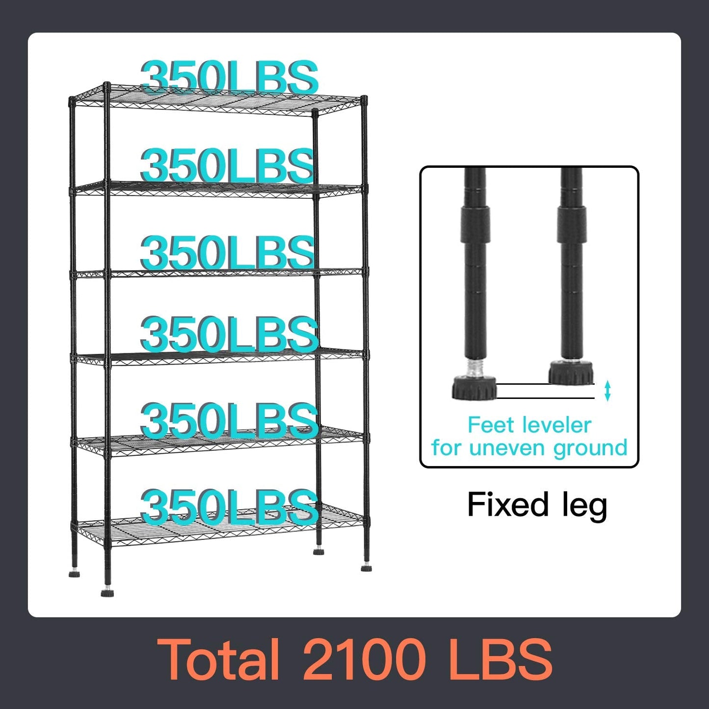 BestOffice Commercial Wire Shelving Unit Metal Shelf Casters Adjustable Layer Rack Strong Steel for Restaurant Garage Pantry Kitchen Garage (45×18×82, Black)
