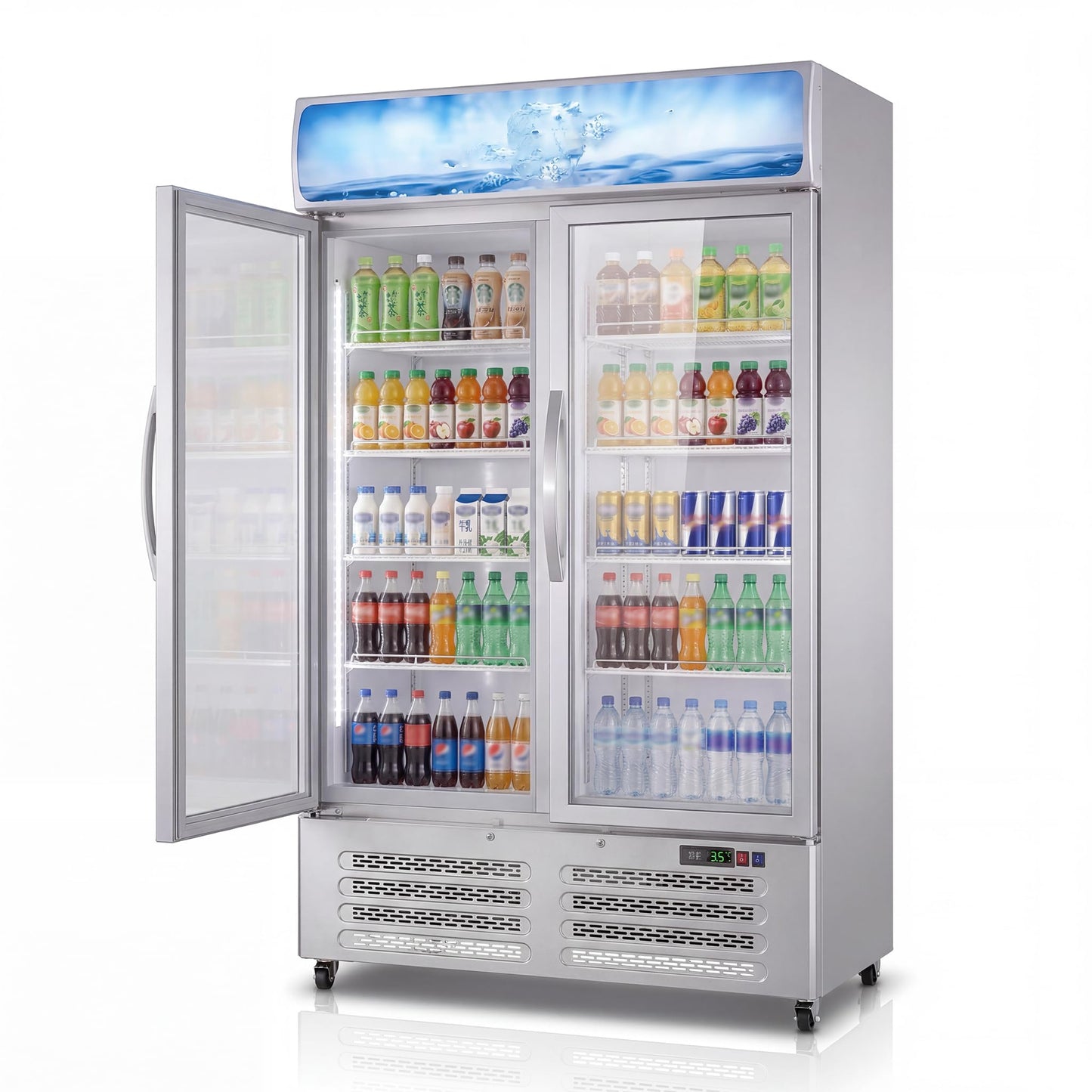IDEALHOUSE Commercial Refrigerators, 26.8 Cu.Ft Beverage Cooler, Commercial Fridge with Glass Door Display, LED Light Adjustable Shelves Drink Cooler for Restaurant Grocery Store Home, White