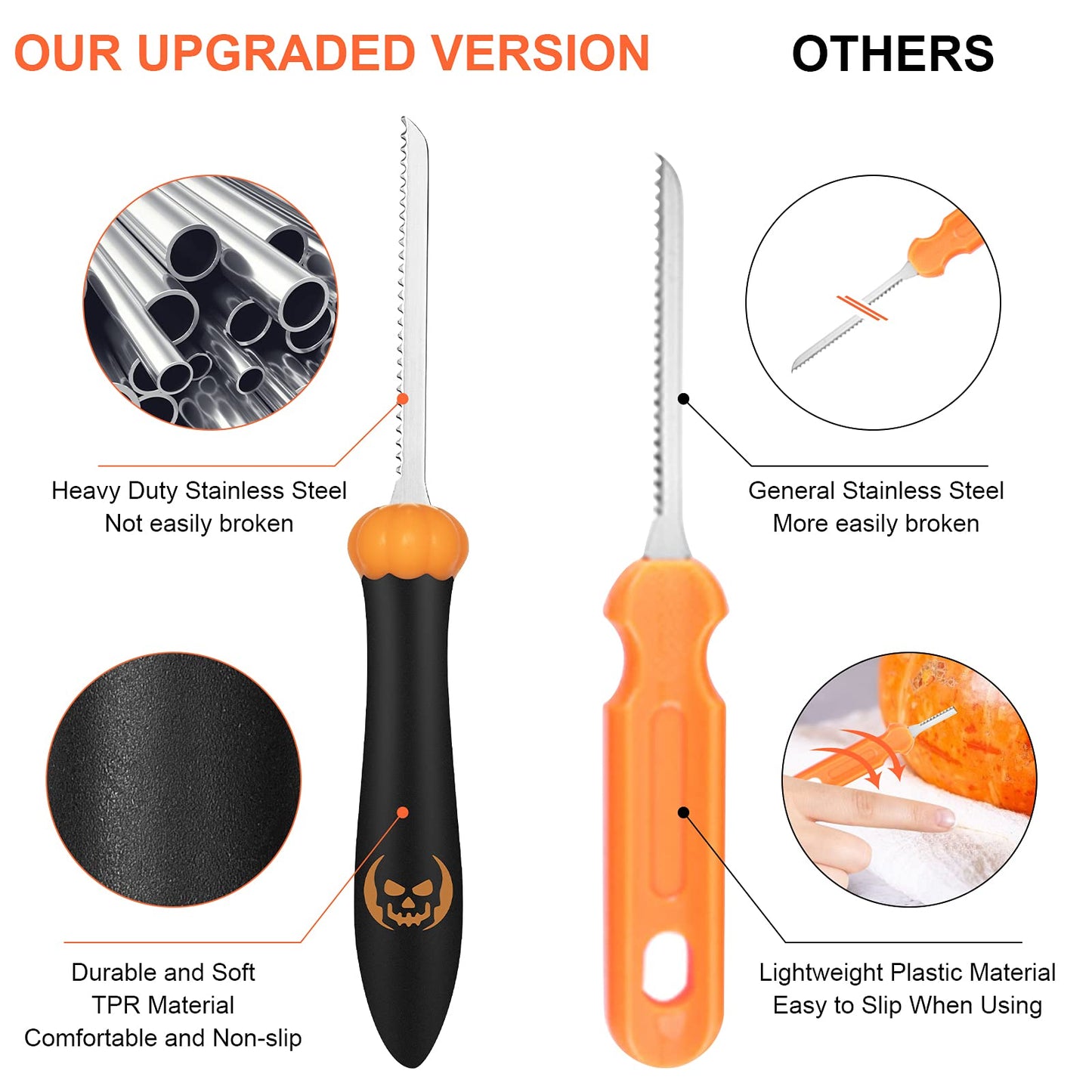 Pumpkin Carving Kit Tools Halloween, CHRYZTAL Professional Heavy Duty Carving Set, Stainless Steel Double-side Sculpting Tool Carving Kit for Halloween Decoration Jack-O-Lanterns, Gift for Halloween