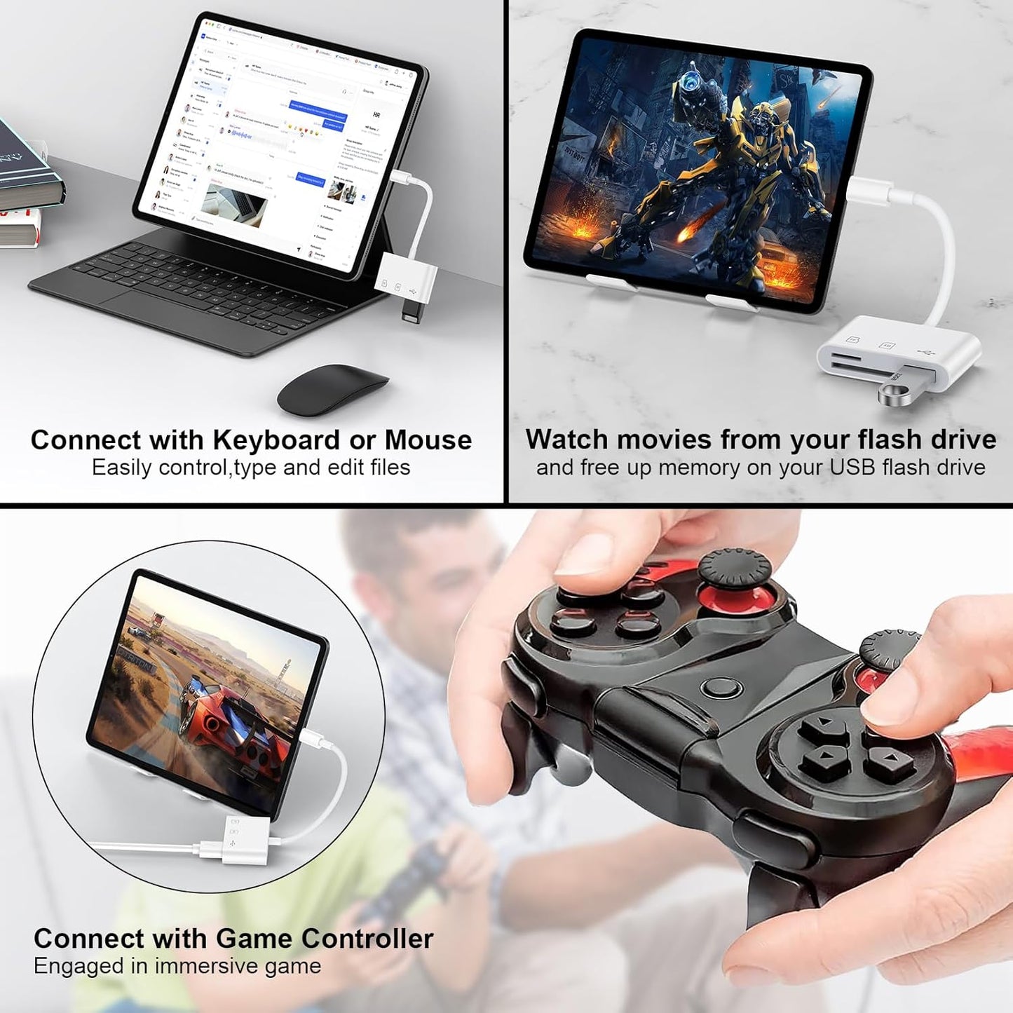 Sicodo 17e/17 Pro/17Pro Max/17/16/15, 3 1 USB C SD Card Reader for iPhone in Type C Digital Camera Adapter Micro SD