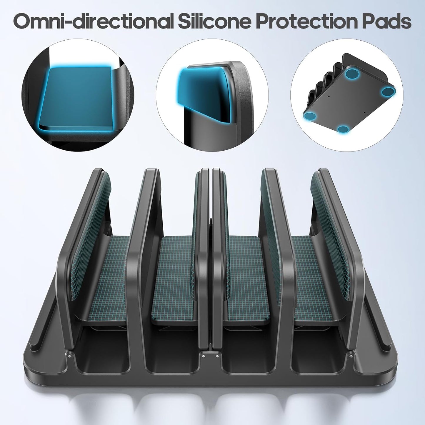 KDD 4-Slot 6-in-1 Vertical Laptop Stand with Gravity Locking, Laptop Holder Desktop Stand, Space-Saving Organizer Fits