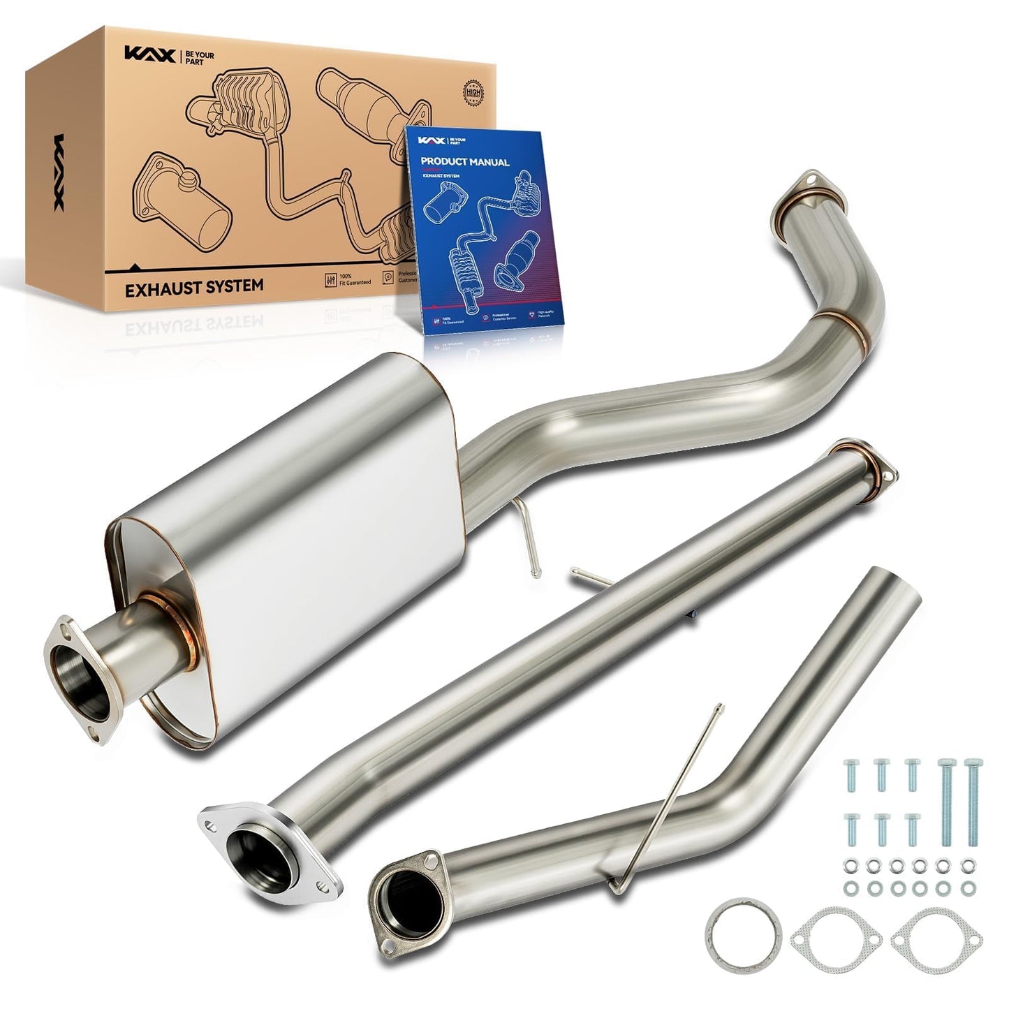 KAX Stainless Steel Cat Back Exhaust System Replacement for 2000-2005 Chevrolet Suburban 1500, 2006 Suburban 1500 V 5.3L, 2001-2006 GMC Yukon XL 1500 V 5.3L, 2000 Yukon XL 1500