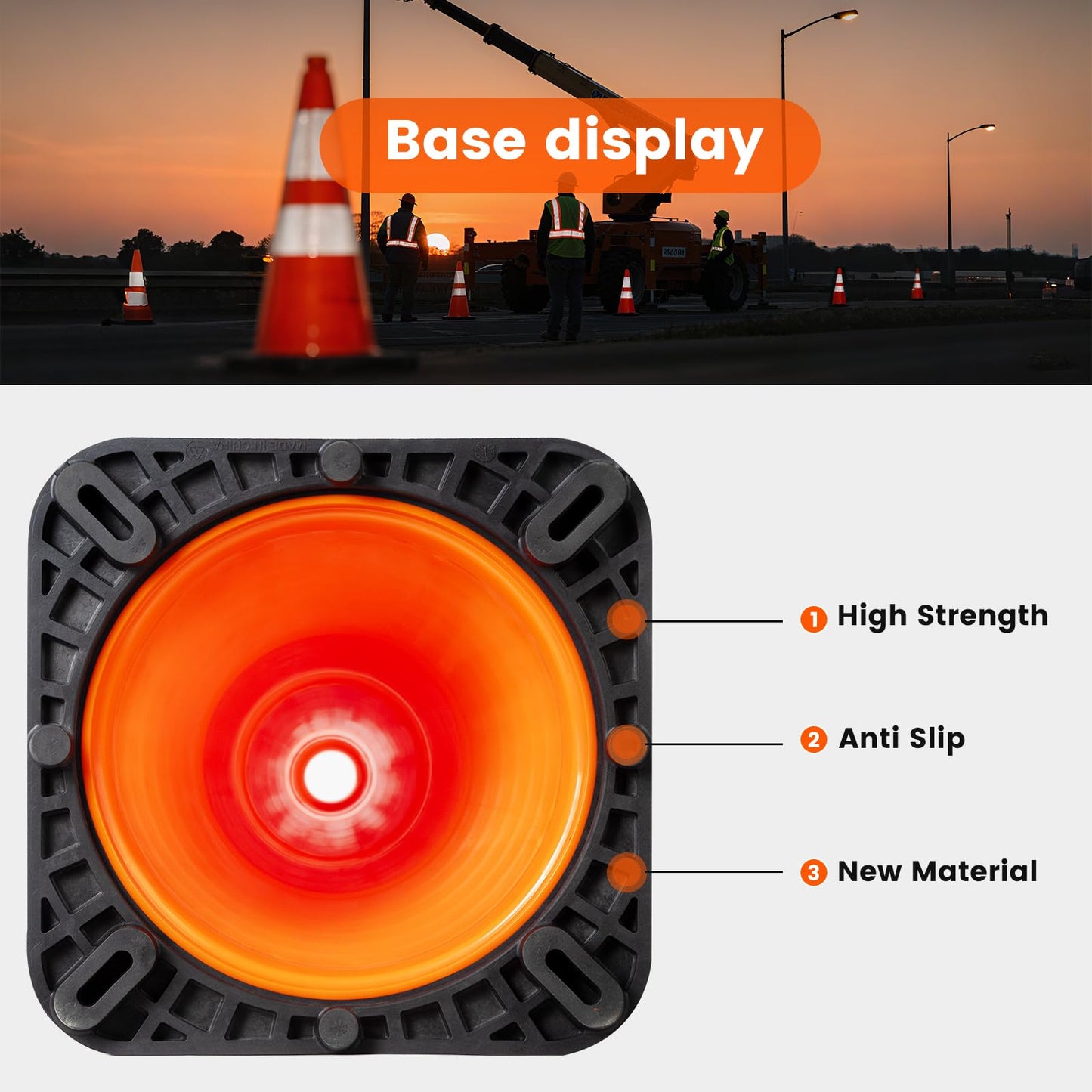 6 Pack 28" Cold Resistant Traffic Cones, 7 lb Heavy Duty PVC Cone with Reflective Film