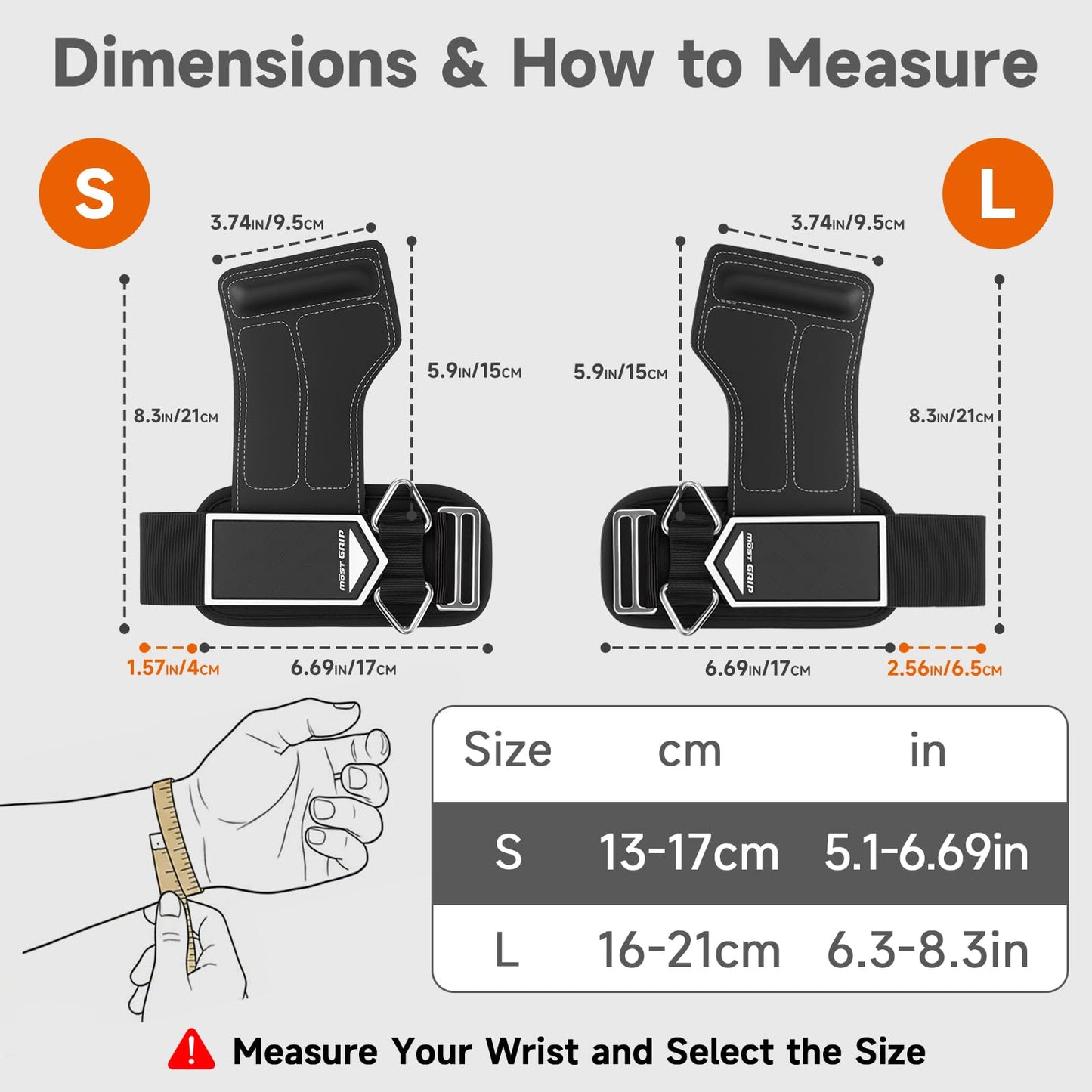 MOST GRIP Non-Slip Gym Wrist Sraps for Weightlifting, Double Rubber Weight Lifting Straps with D Rings for Cable Machine Workout, Wrist Wraps with Cushion Wrist Loop for Men Women Deadlift