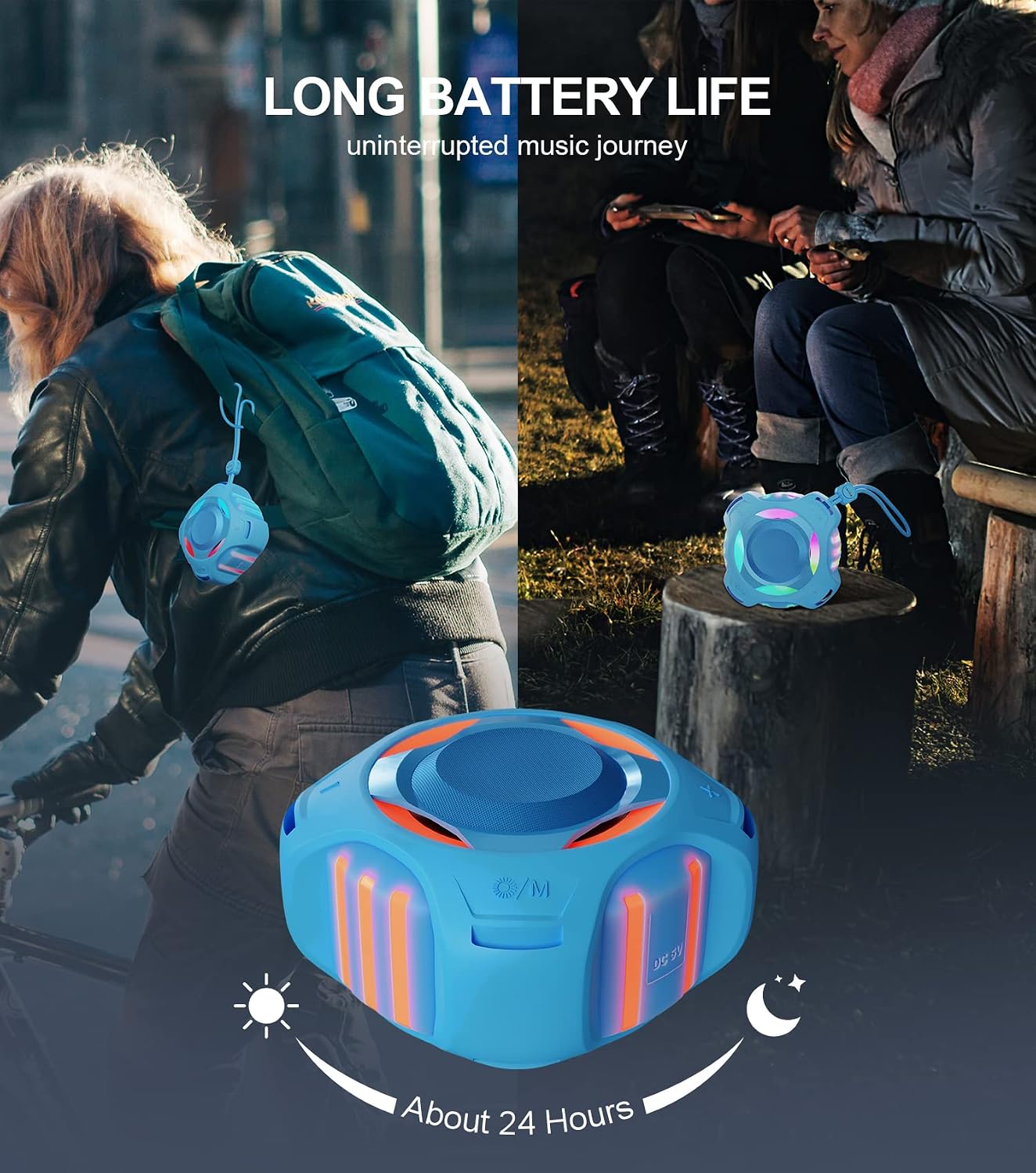 comiso IP67 2000mAh, Shower Bluetooth Speaker, Waterproof Speaker with LED Light, Portable Speakers with True Wireless