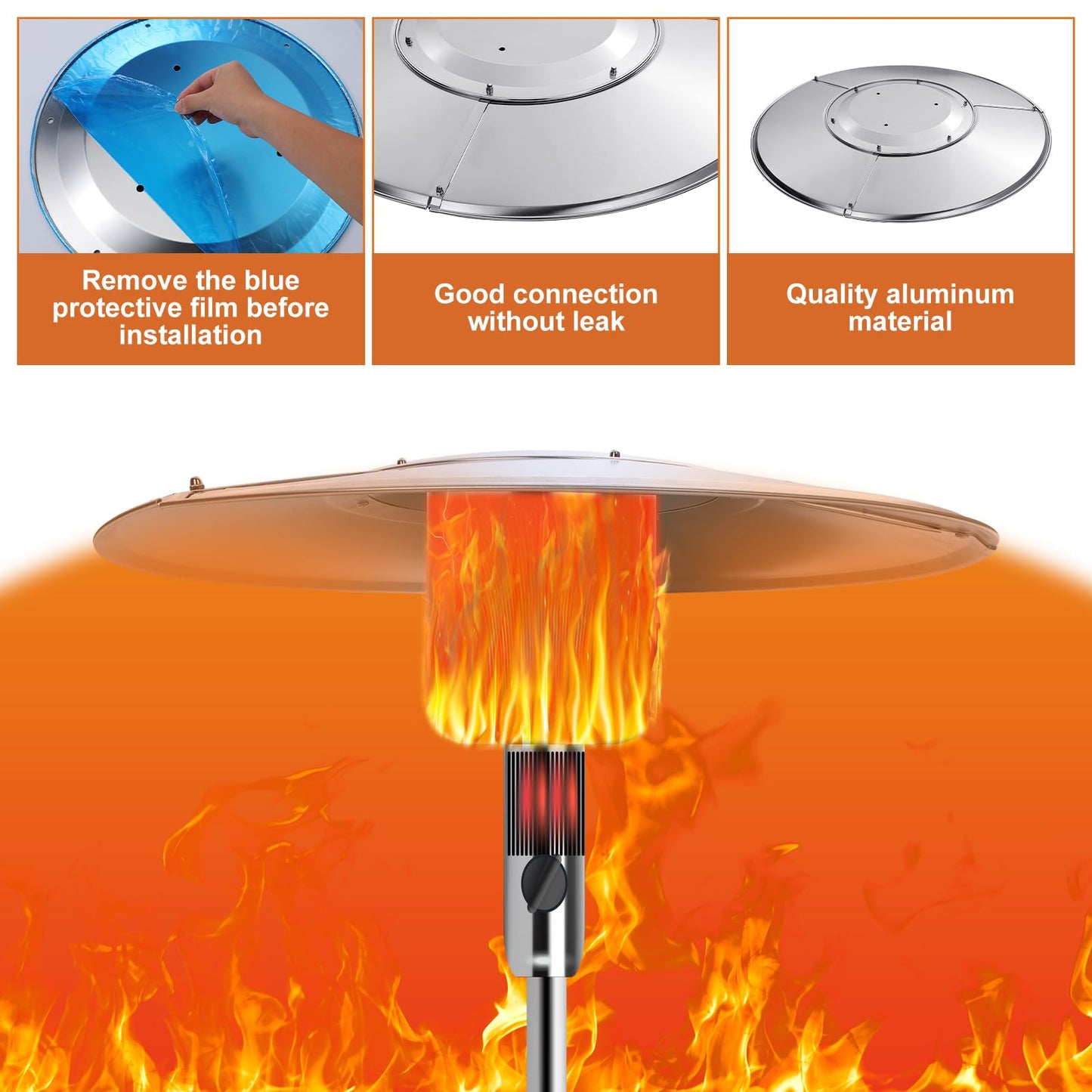 Retisee 4 Pack Patio Heater Reflector Shield - 33" Aluminum Heat Reflector Shield Top Dome Replacement Parts for Outdoor Propane Heaters