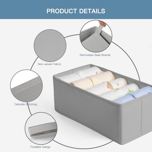 Criusia Drawer Organizer - 10 Pack Dresser Storage Bins for Baby Clothes & Underwear | Foldable Grey Dividers