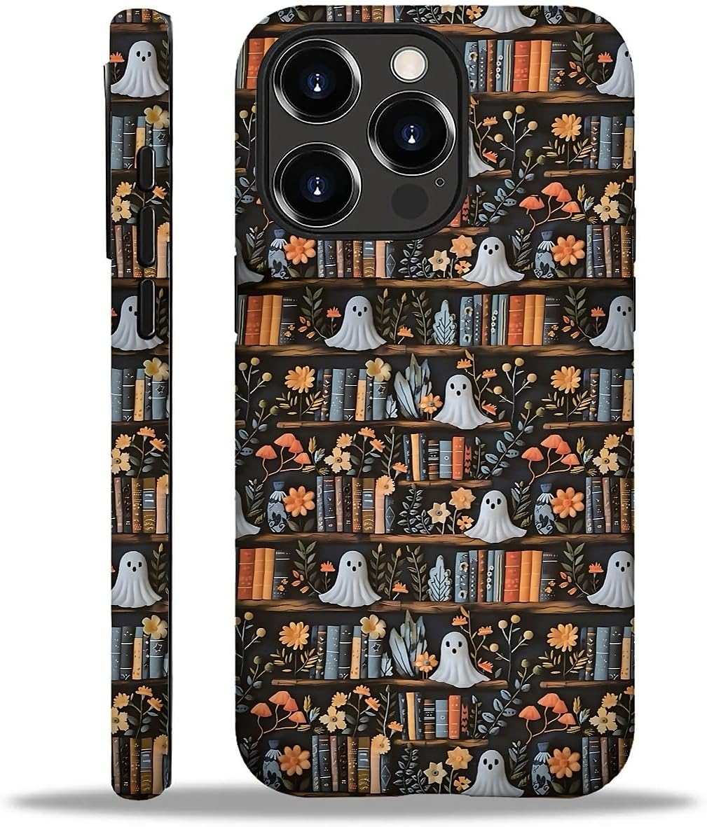 Akinmi 16 16 Case for iPhone Pro Max,Skull On The Bookshelf Exquisitely Pattern Double Protective Phone Cover Cases